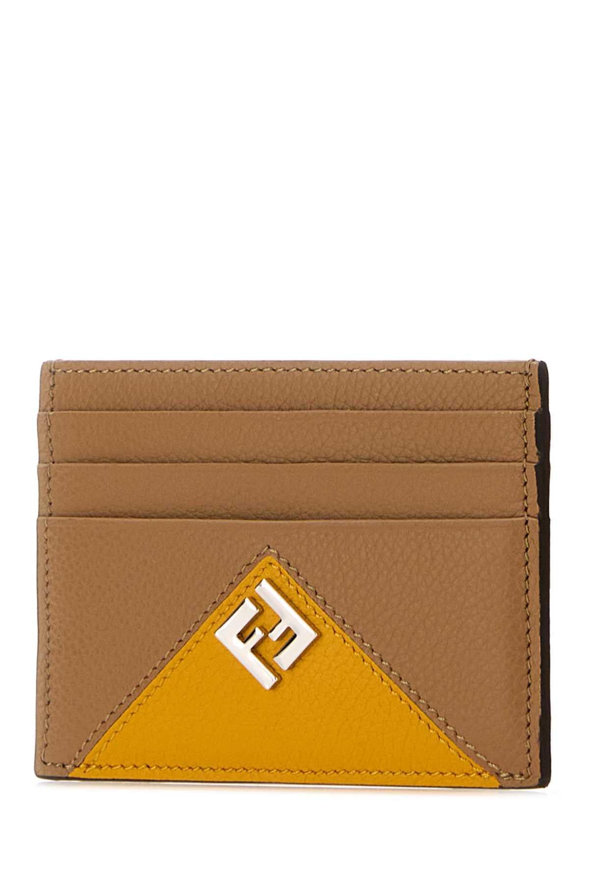 Fendi Men Beige Leather Card Holder FENDI