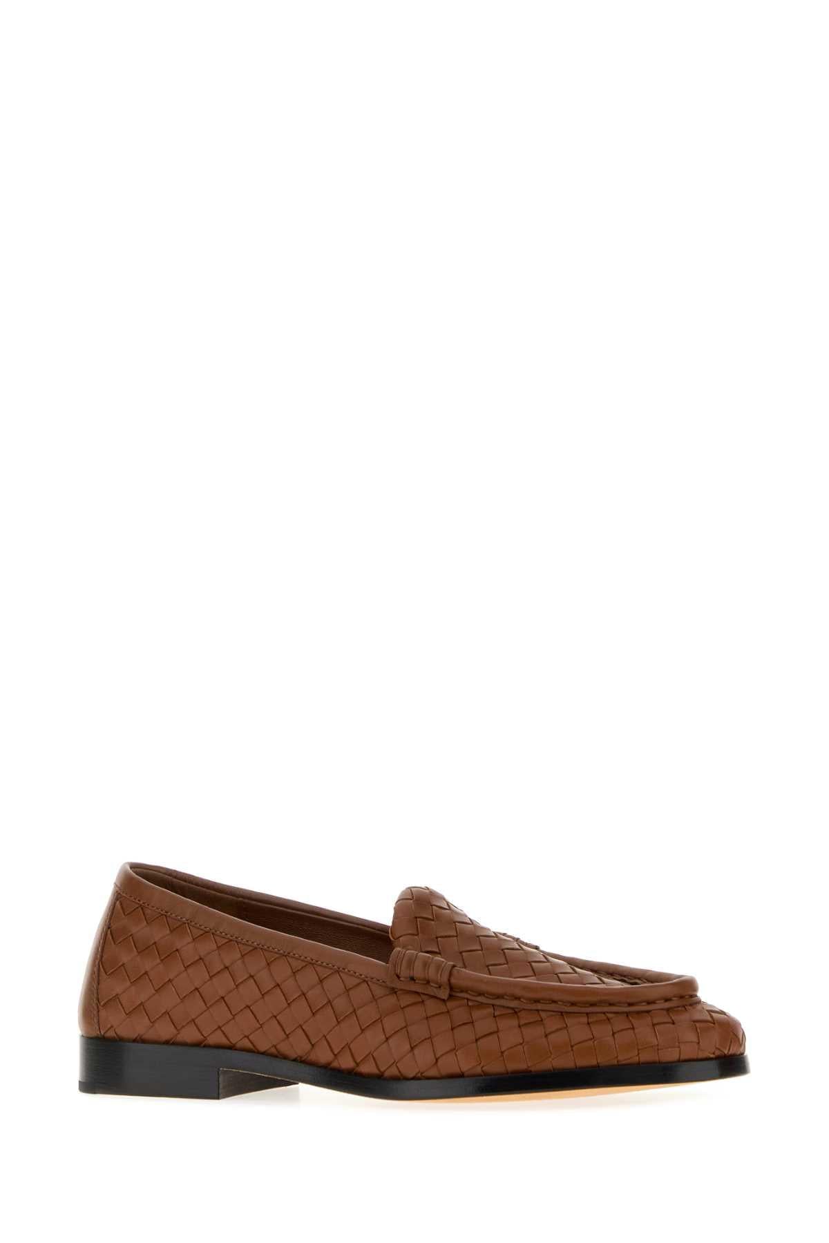 Bottega Veneta Women Caramel Leather Silenzio Loafers BOTTEGA VENETA