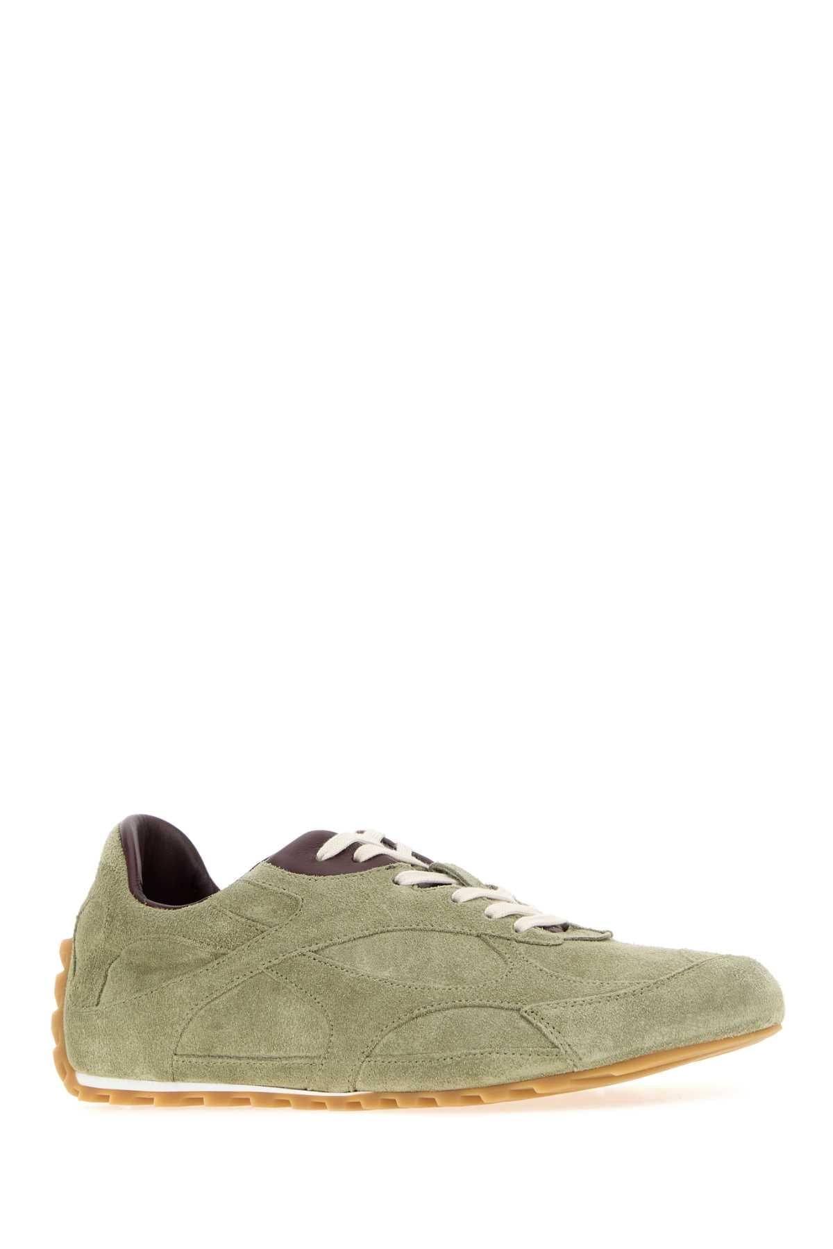 Bottega Veneta Women Sage Green Suede Orbit Flash Sneakers BOTTEGA VENETA