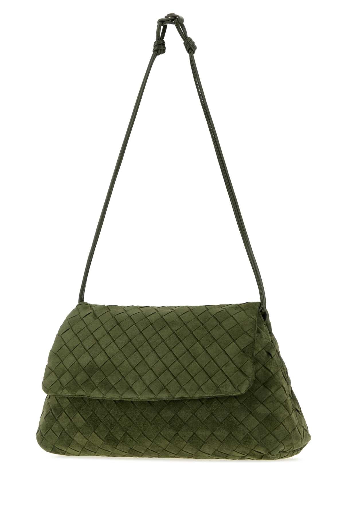 Bottega Veneta Women Bottle Green Suede Giorno Shoulder Bag BOTTEGA VENETA