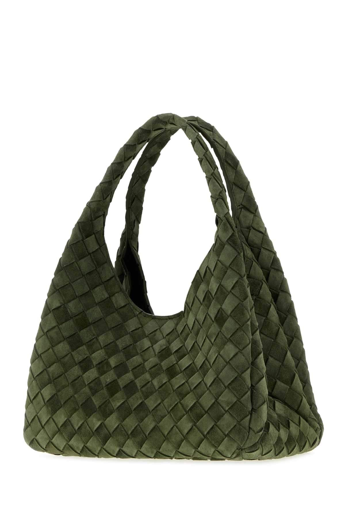 Bottega Veneta Women Green Suede Small Campana Shoulder Bag BOTTEGA VENETA