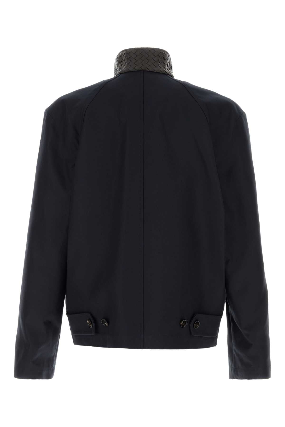 Bottega Veneta Men Navy Blue Gabardine Harrington Jacket BOTTEGA VENETA