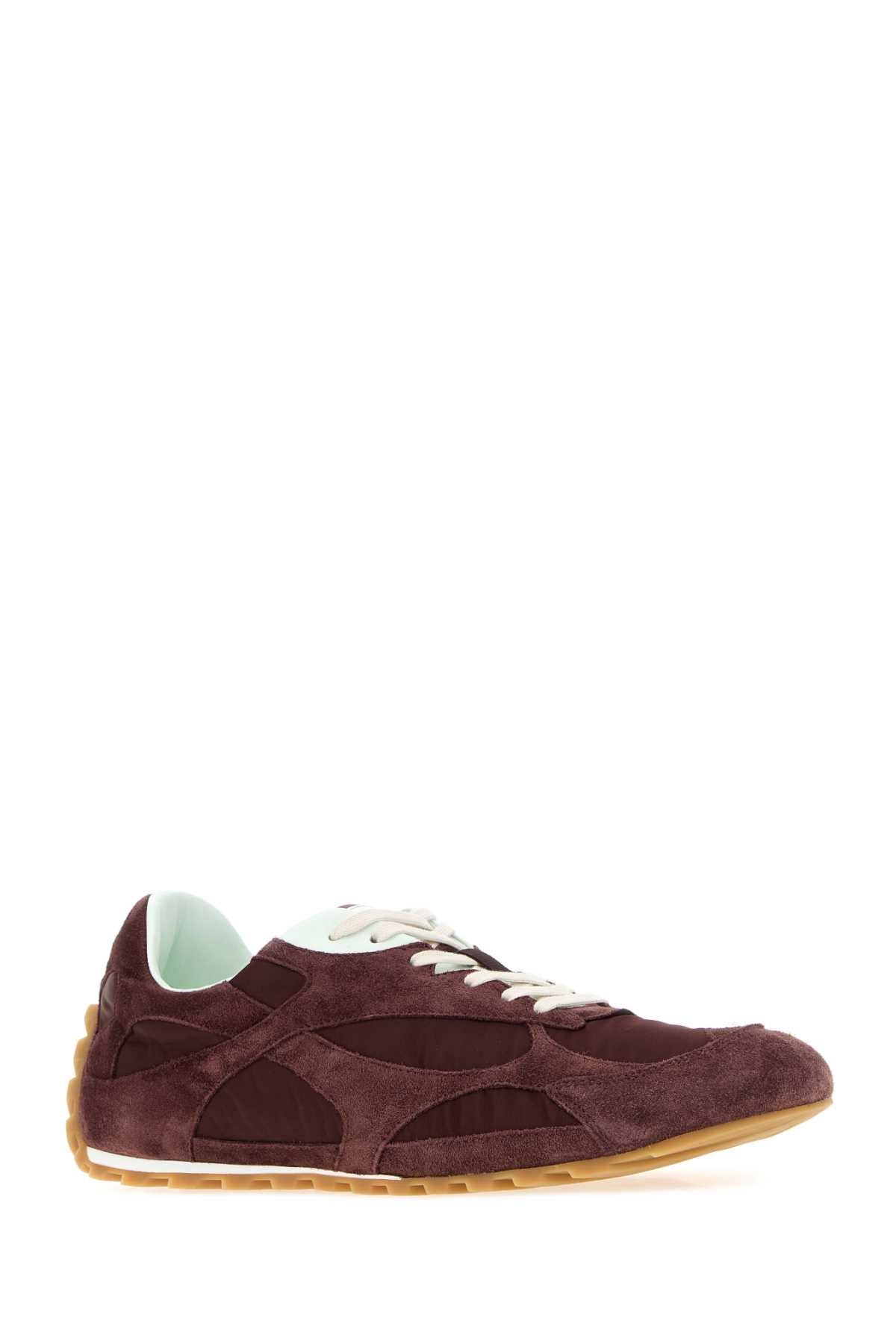 Bottega Veneta Men Burgundy Canvas And Suede Orbit Flash Sneakers BOTTEGA VENETA