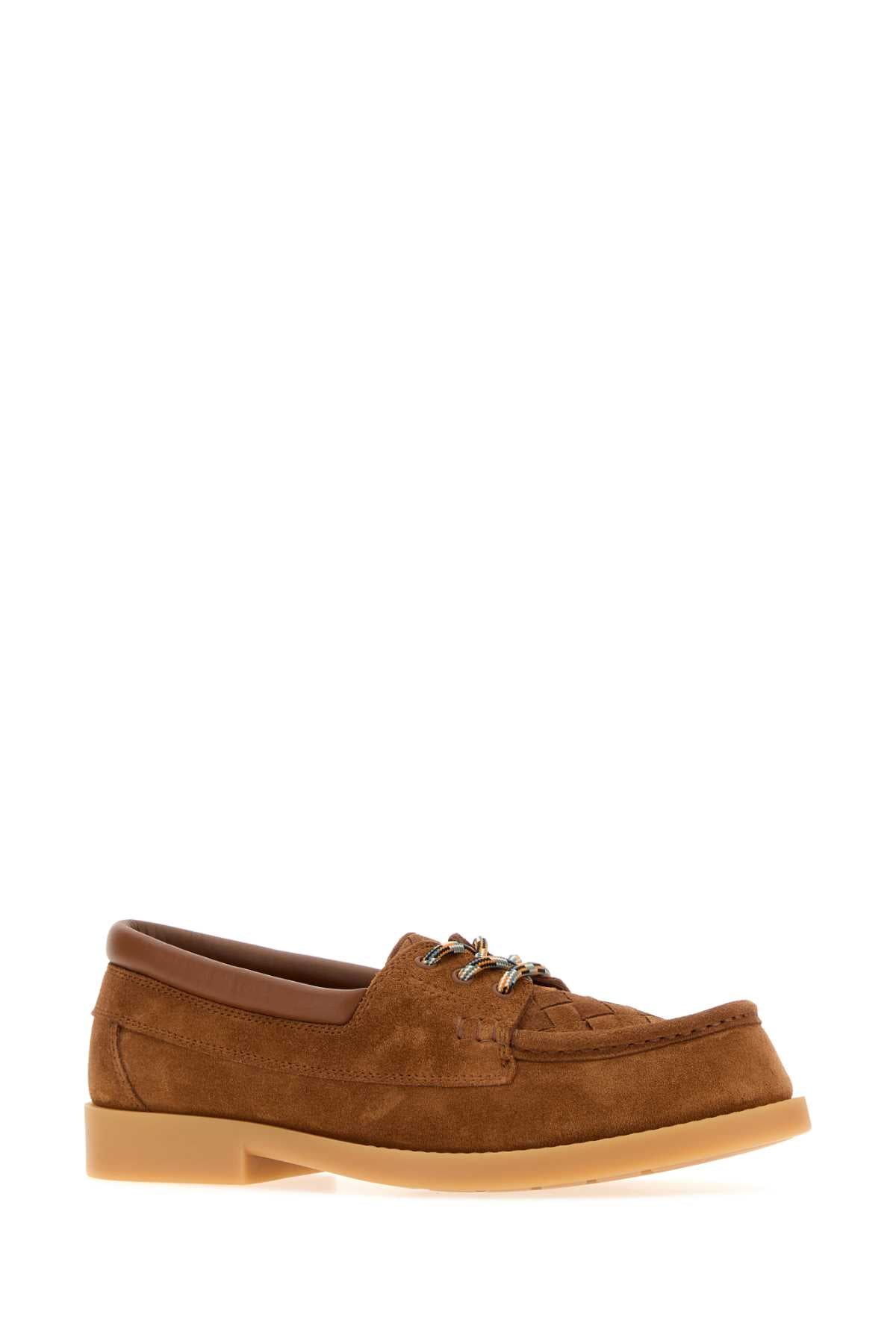Bottega Veneta Men Caramel Suede Pier Boat Shoes BOTTEGA VENETA