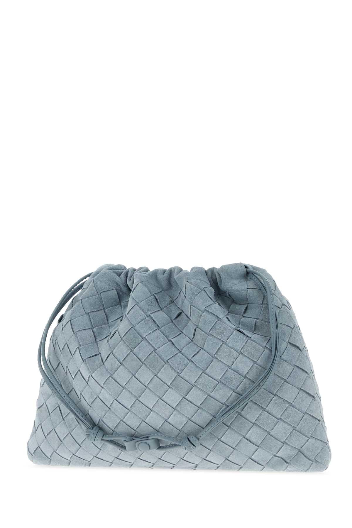 Bottega Veneta Women Pastel Light Blue Suede Medium Clutch BOTTEGA VENETA