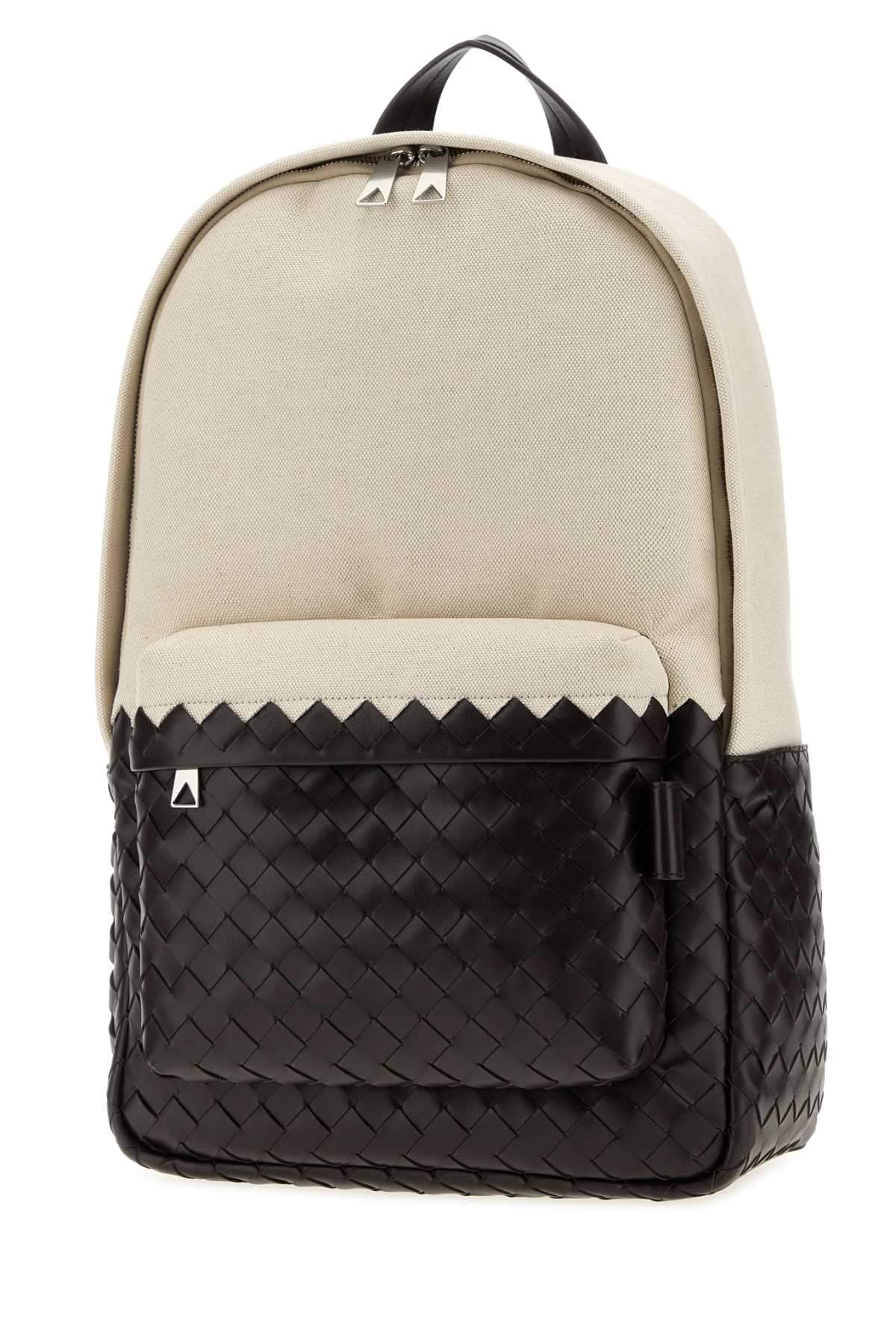Bottega Veneta Men Two-Tone Canvas And Leather Intrecciato Backpack BOTTEGA VENETA