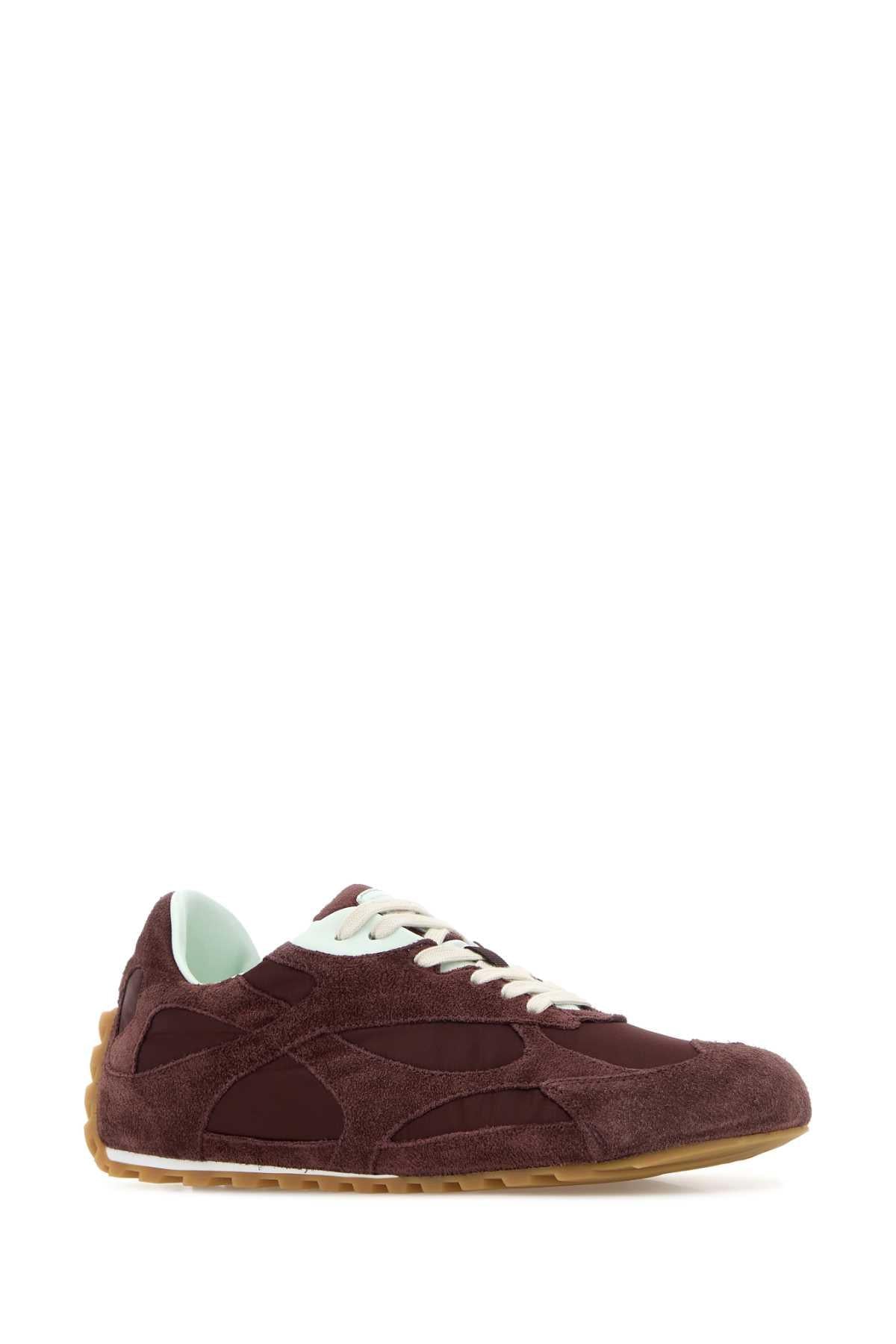 Bottega Veneta Women Burgundy Suede And Fabric Orbit Sneakers BOTTEGA VENETA