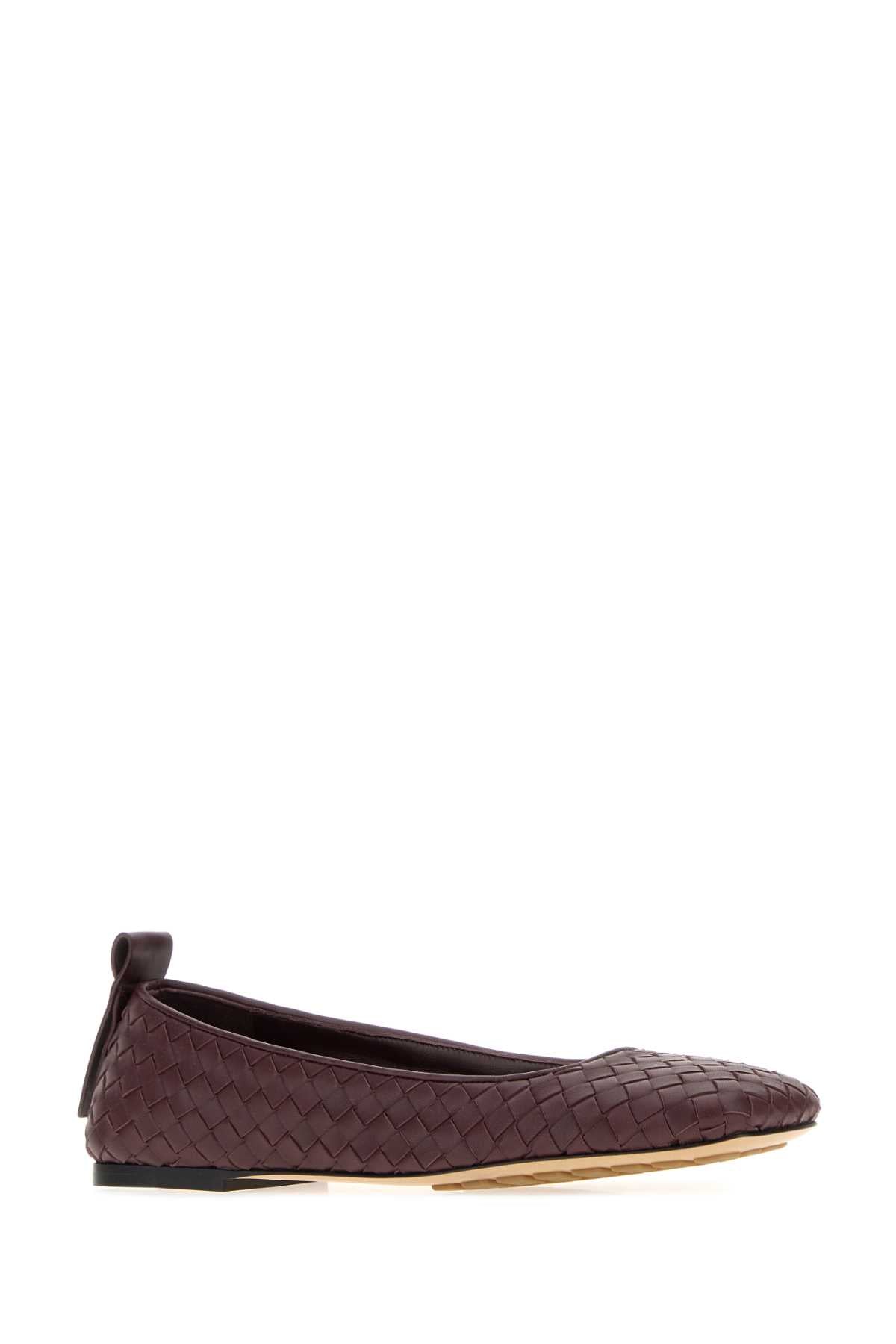 Bottega Veneta Women Aubergine Leather Charlotte Ballerinas BOTTEGA VENETA