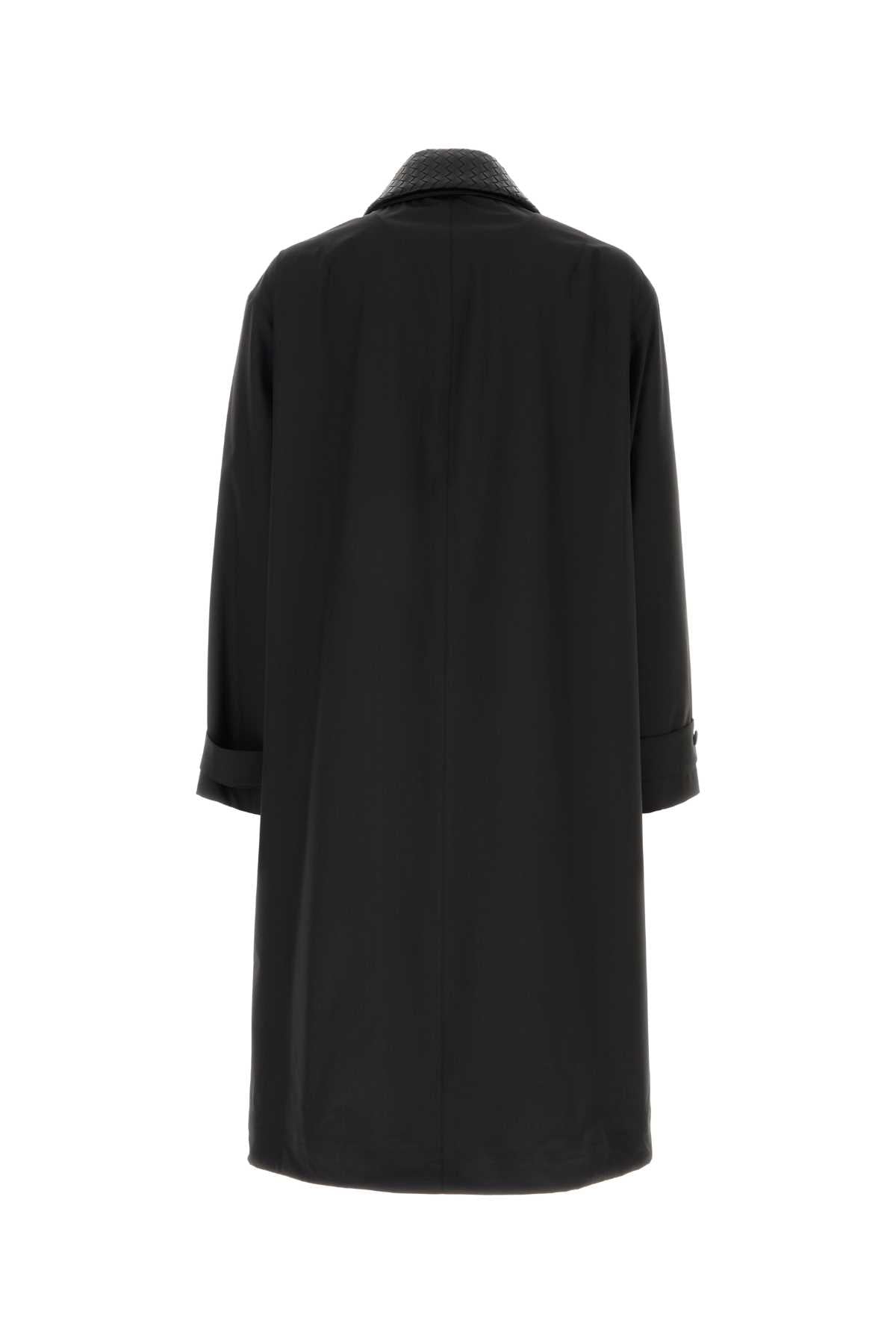Bottega Veneta Men Black Tech Wool Overcoat BOTTEGA VENETA