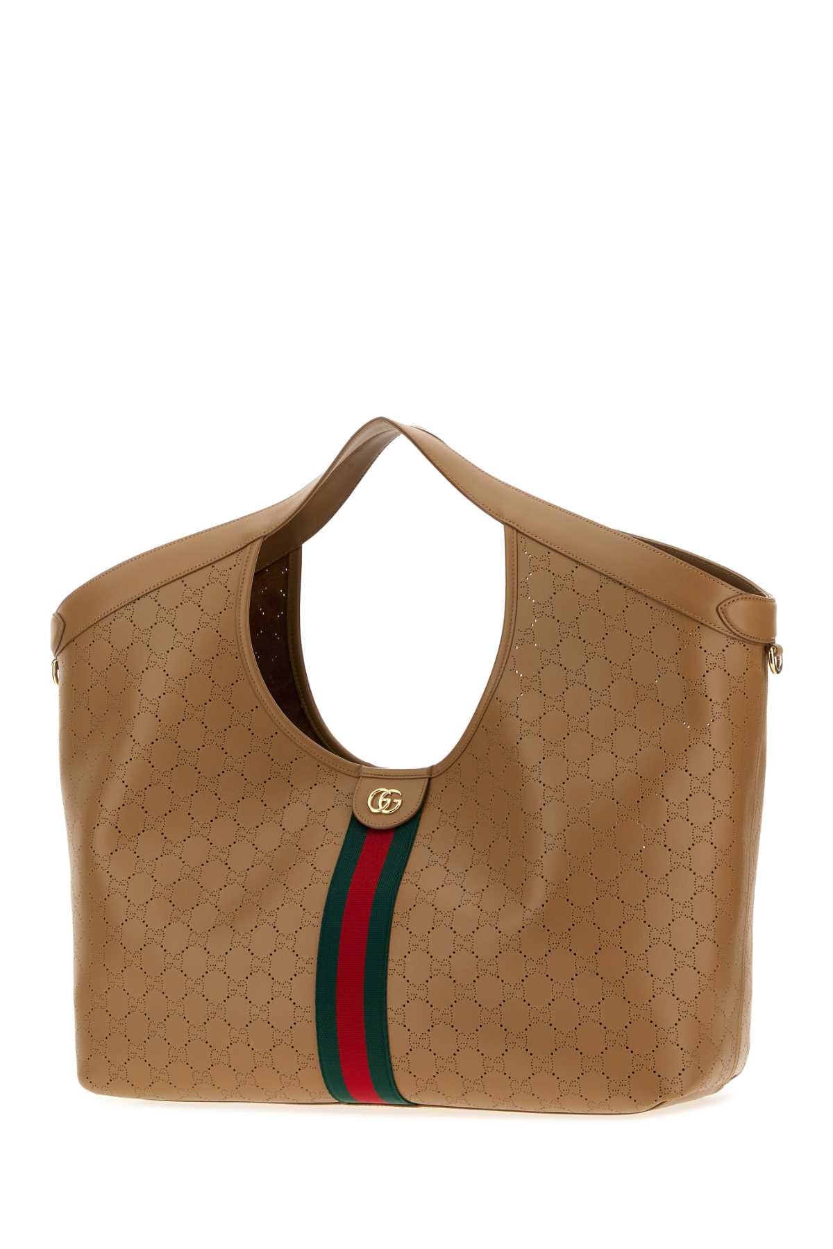 Gucci Women Camel Leather Large Gucci Giglio Shopping Bag GUCCI