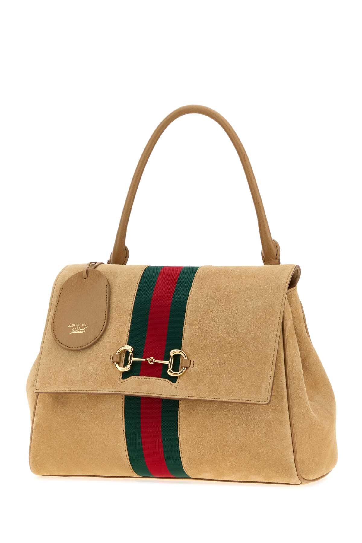 Gucci Women Beige Suede Medium Paparazzo Handbag GUCCI