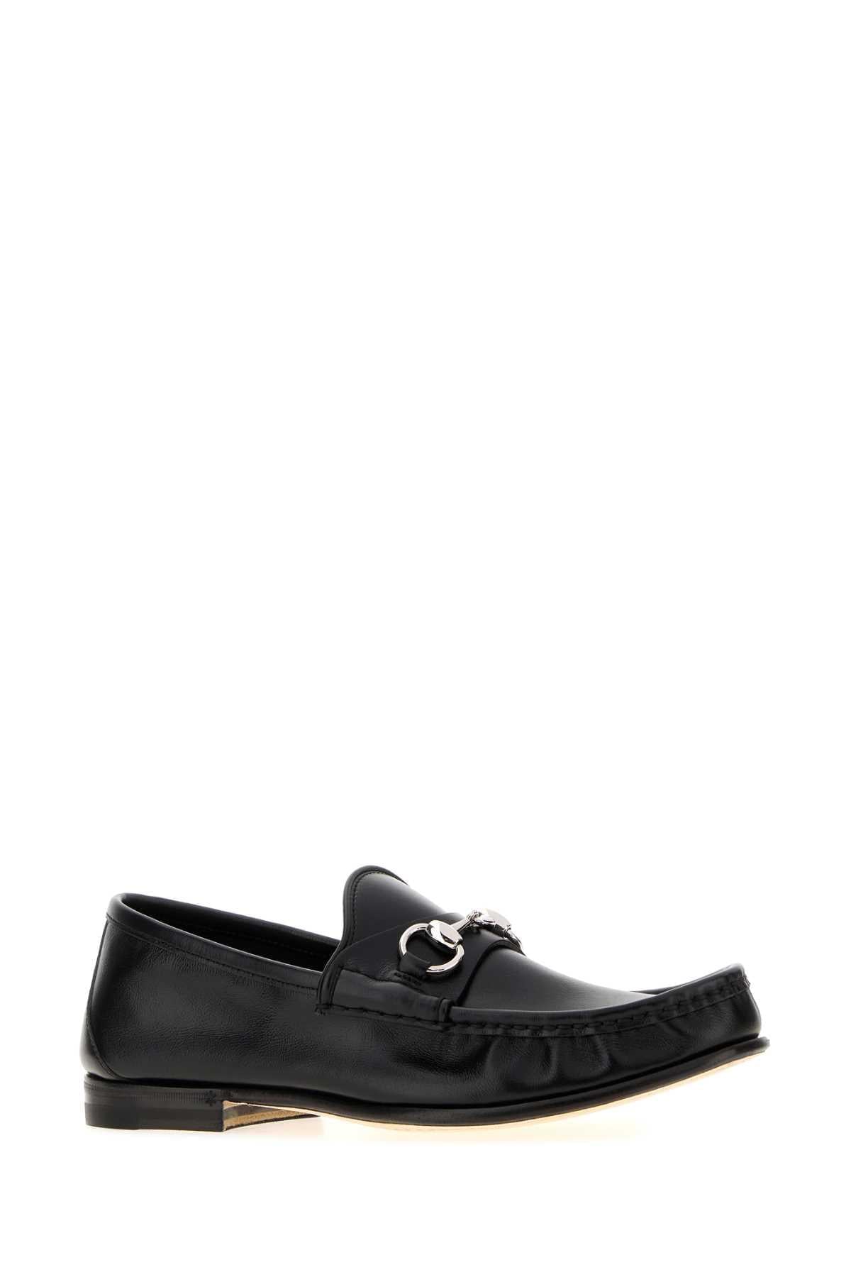 Gucci Men Black Leather Gucci Lugano Loafers GUCCI