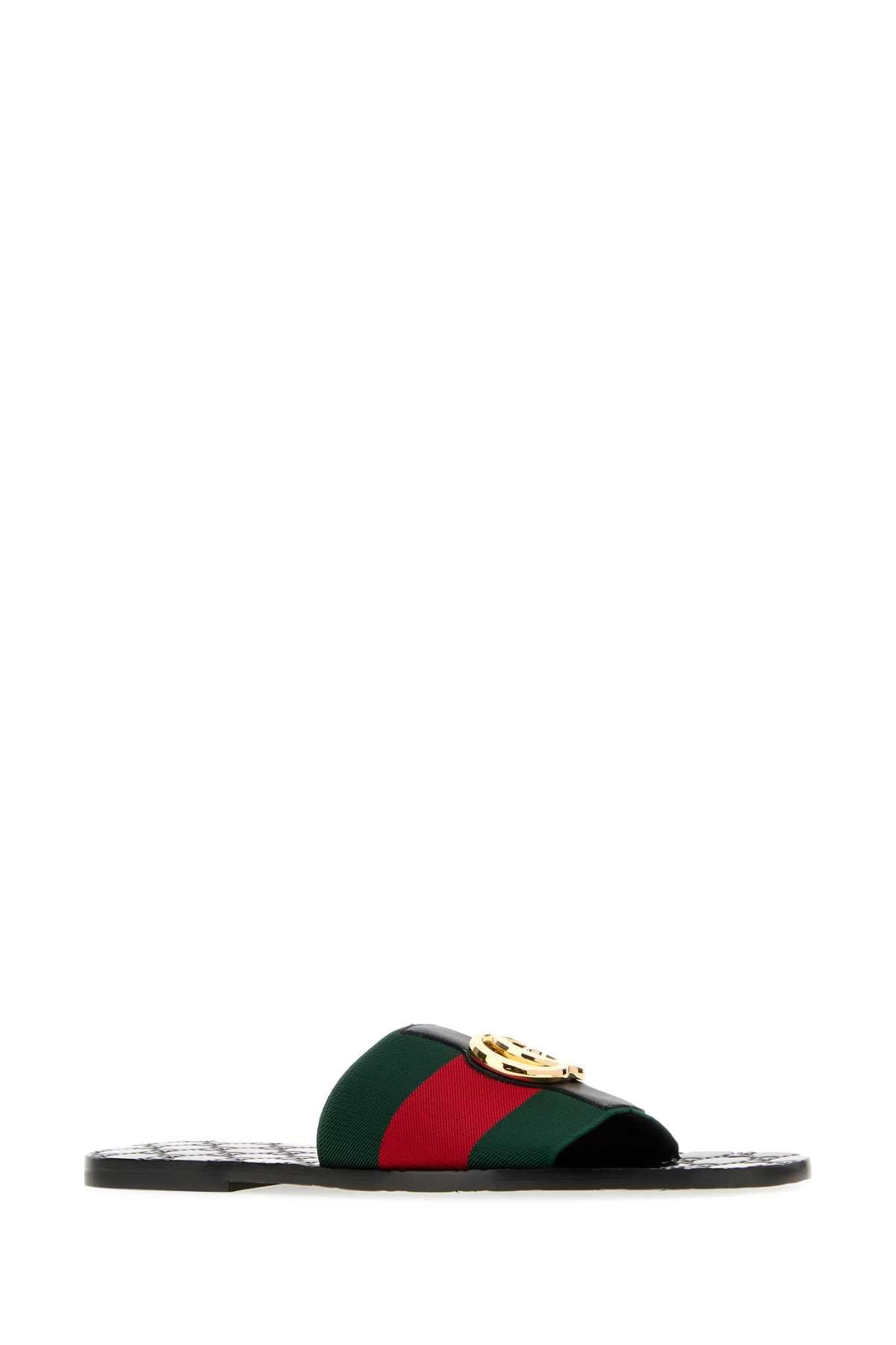 Gucci Men Embroidered Fabric Riviera Slippers GUCCI