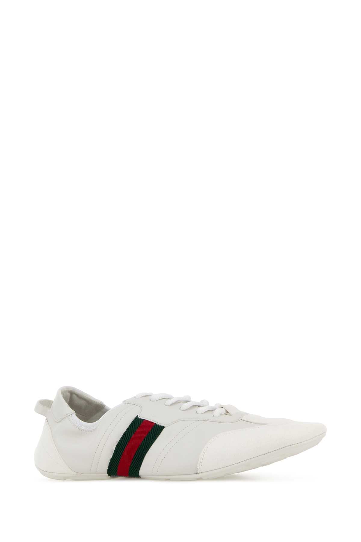 Gucci Men White Leather And Suede Flex Sneakers GUCCI