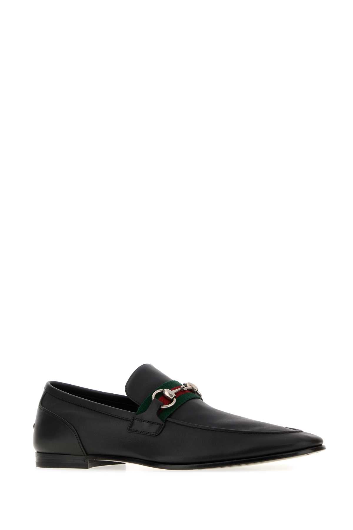Gucci Men Black Leather Gucci Como Loafers GUCCI