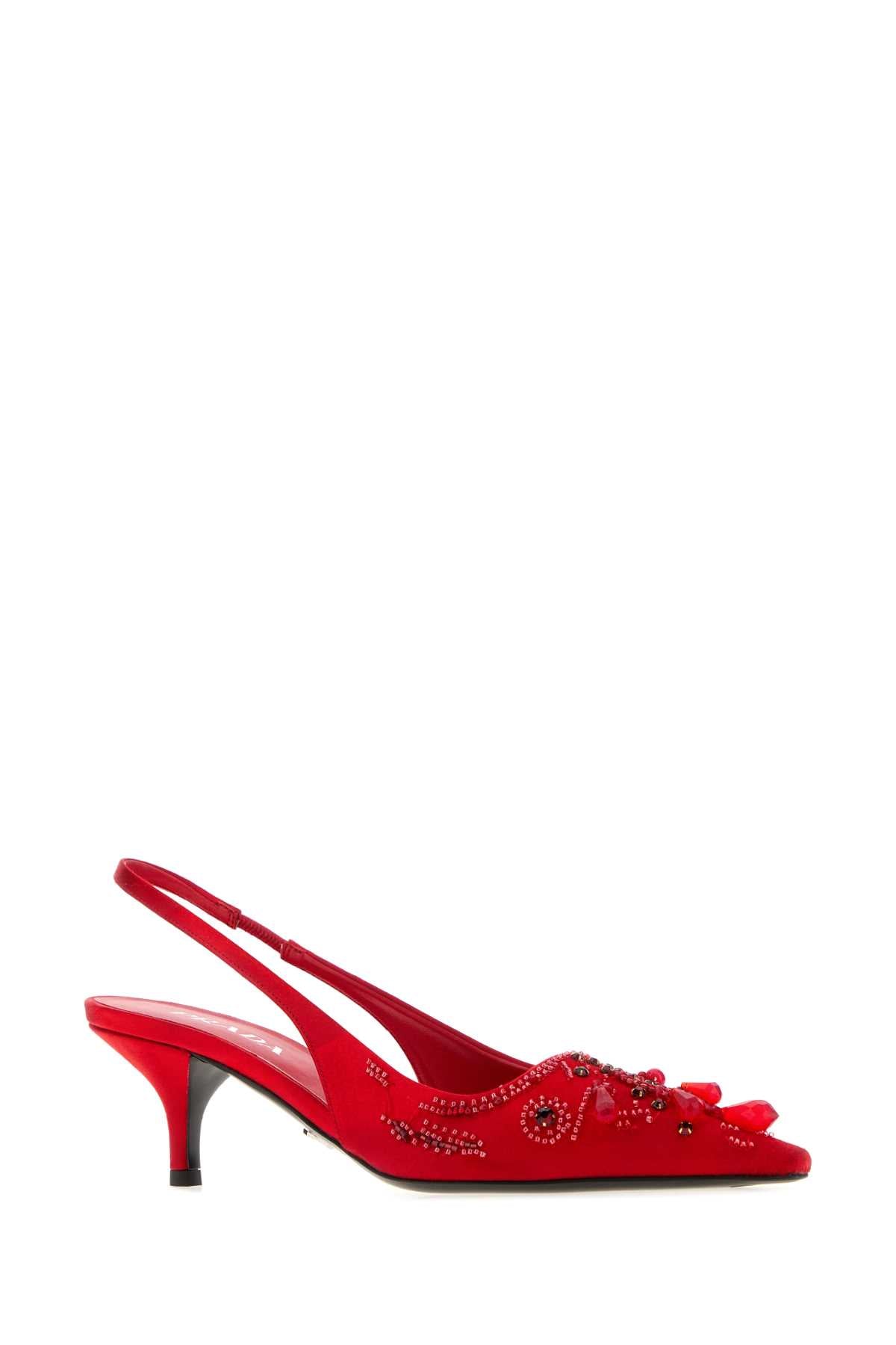 Prada Women Red Satin Pump PRADA