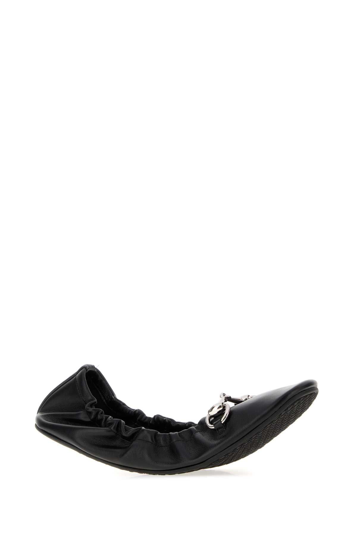 Gucci Women Black Leather Prima Ballerinas GUCCI