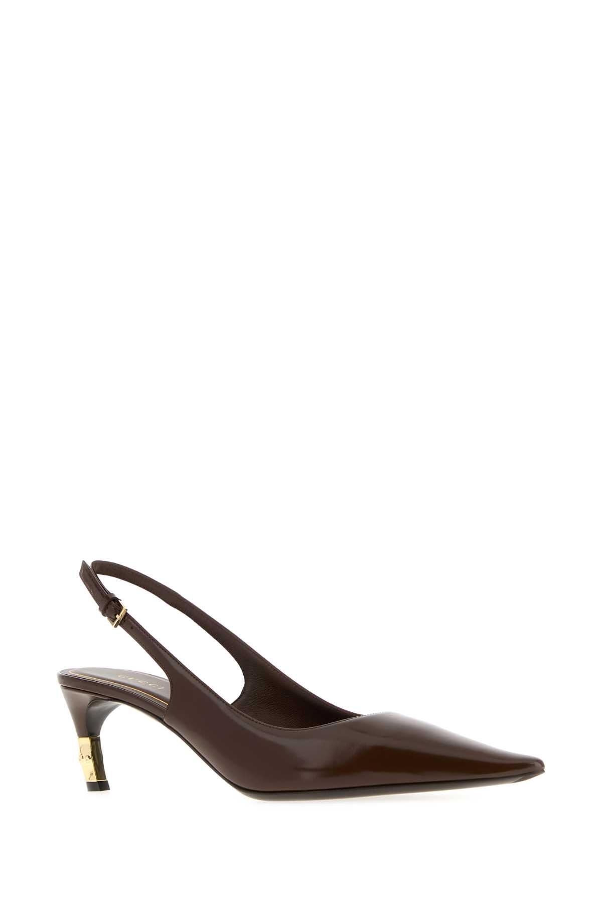 Gucci Women Chocolate Leather Castello Pumps GUCCI