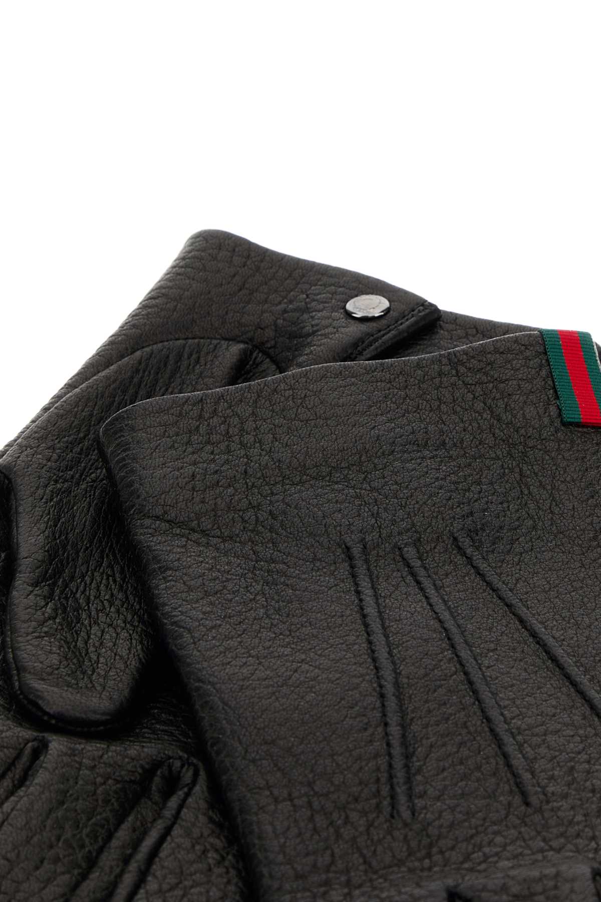 Gucci Men Black Leather Gloves GUCCI