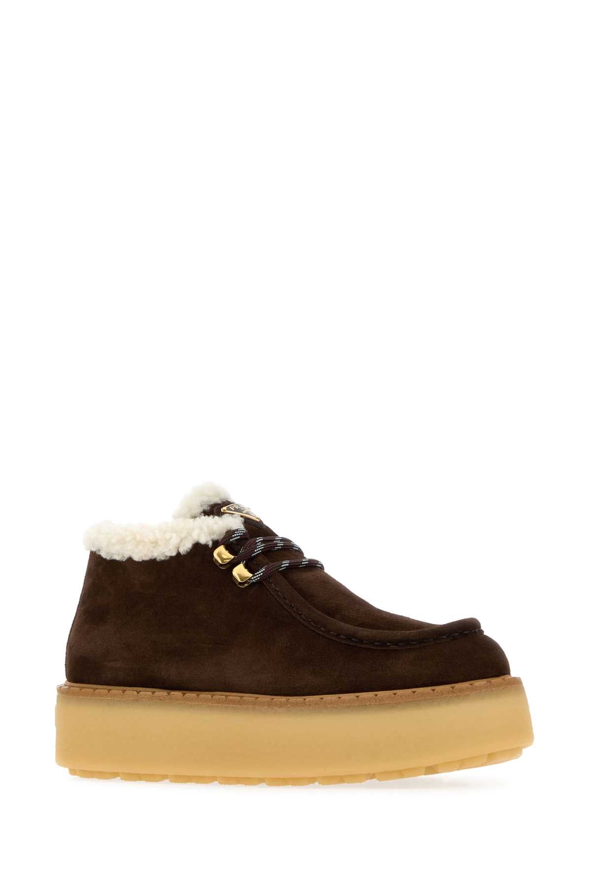 Prada Women Dark Brown Suede Loafers PRADA