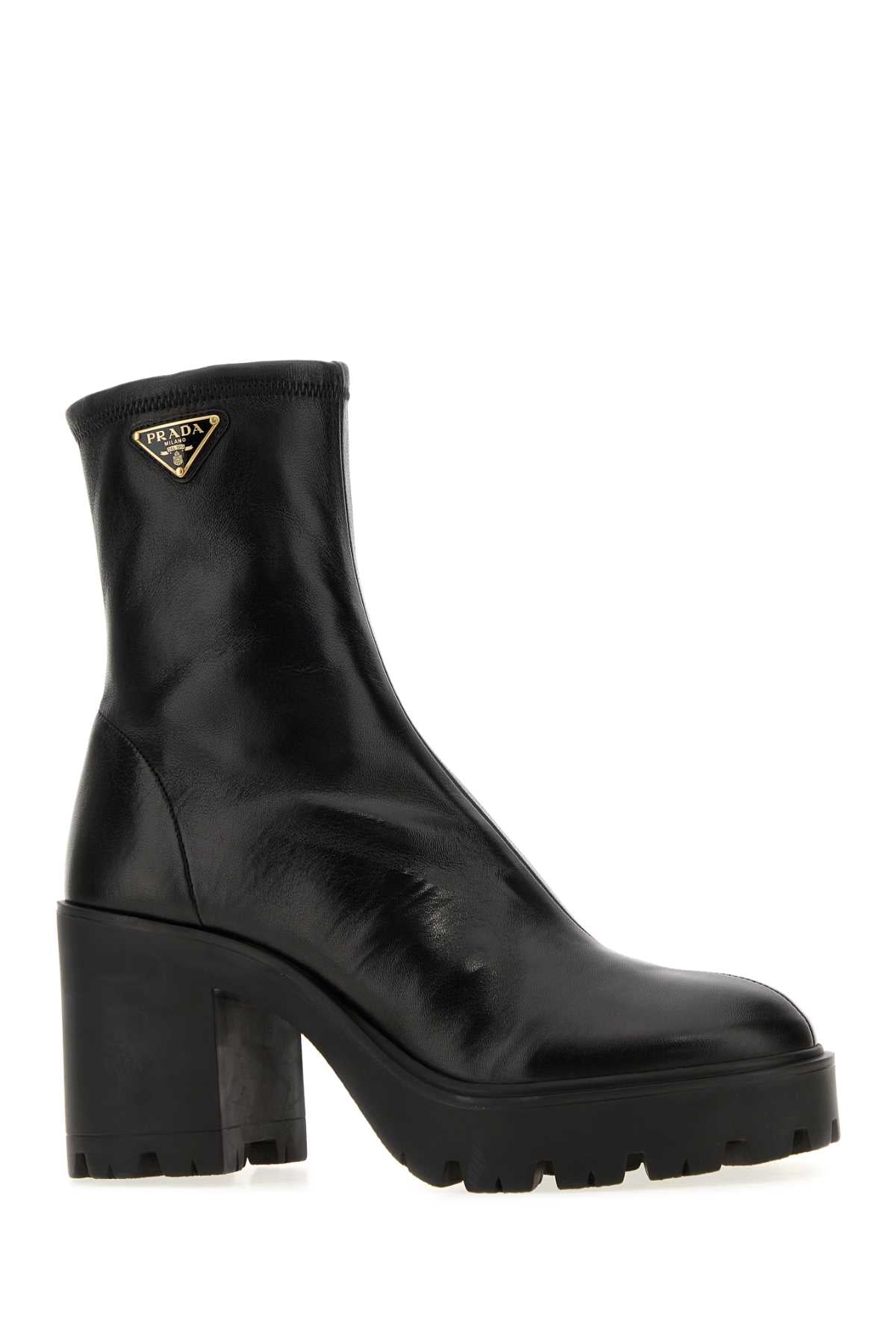 Prada Women Black Wool Ankle Boots PRADA