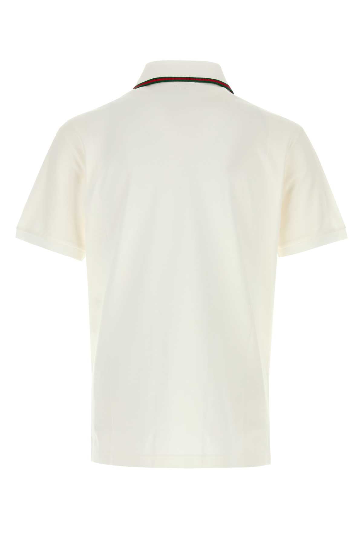 Gucci Men White Piquet Polo Shirt GUCCI