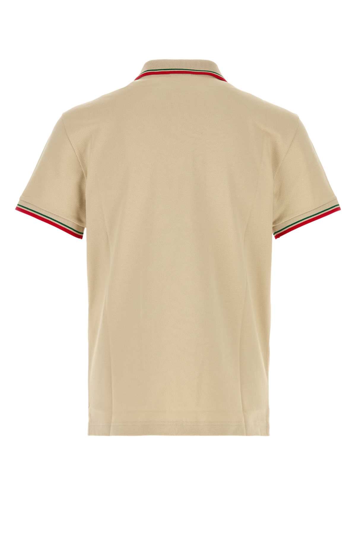 Gucci Men Beige Stretch Piquet Polo Shirt GUCCI