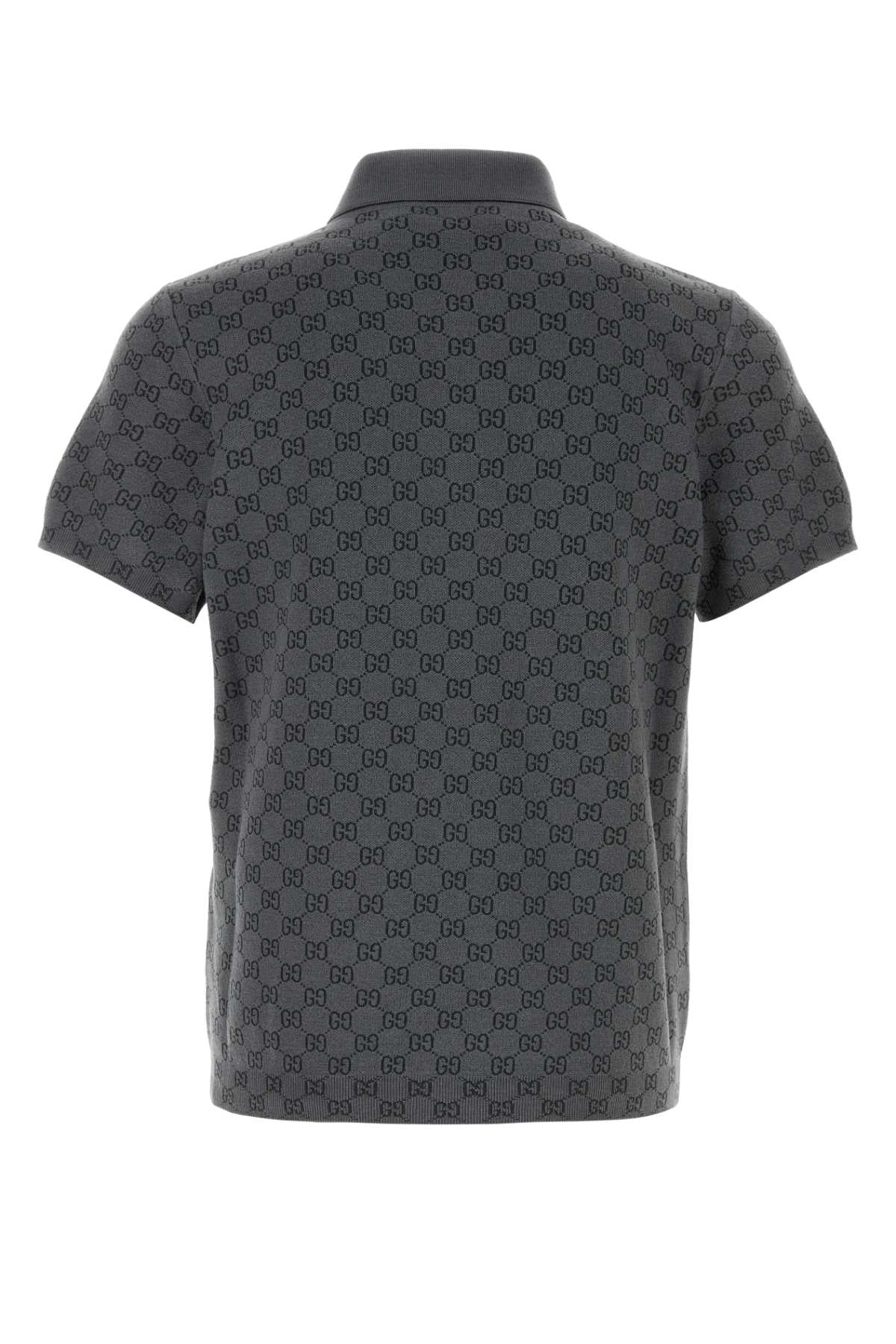 Gucci Men Grey Gg Knit Polo Shirt GUCCI