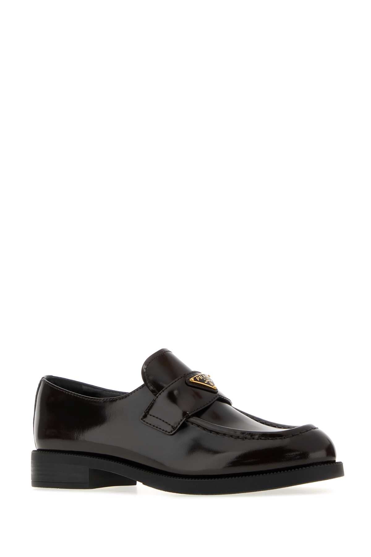 Prada Women Dark Brown Leather Loafers PRADA