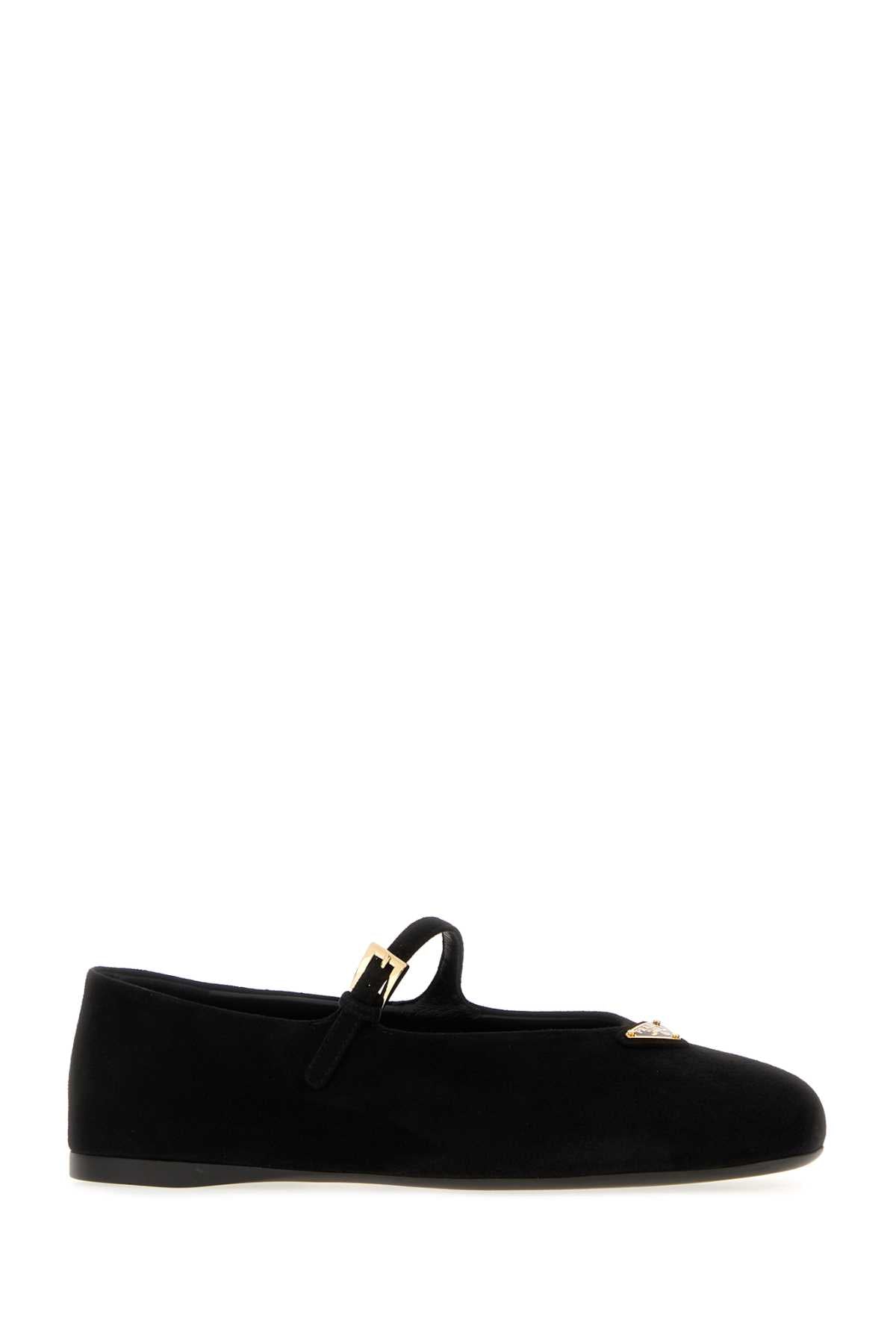 Prada Women Black Suede Ballerinas PRADA