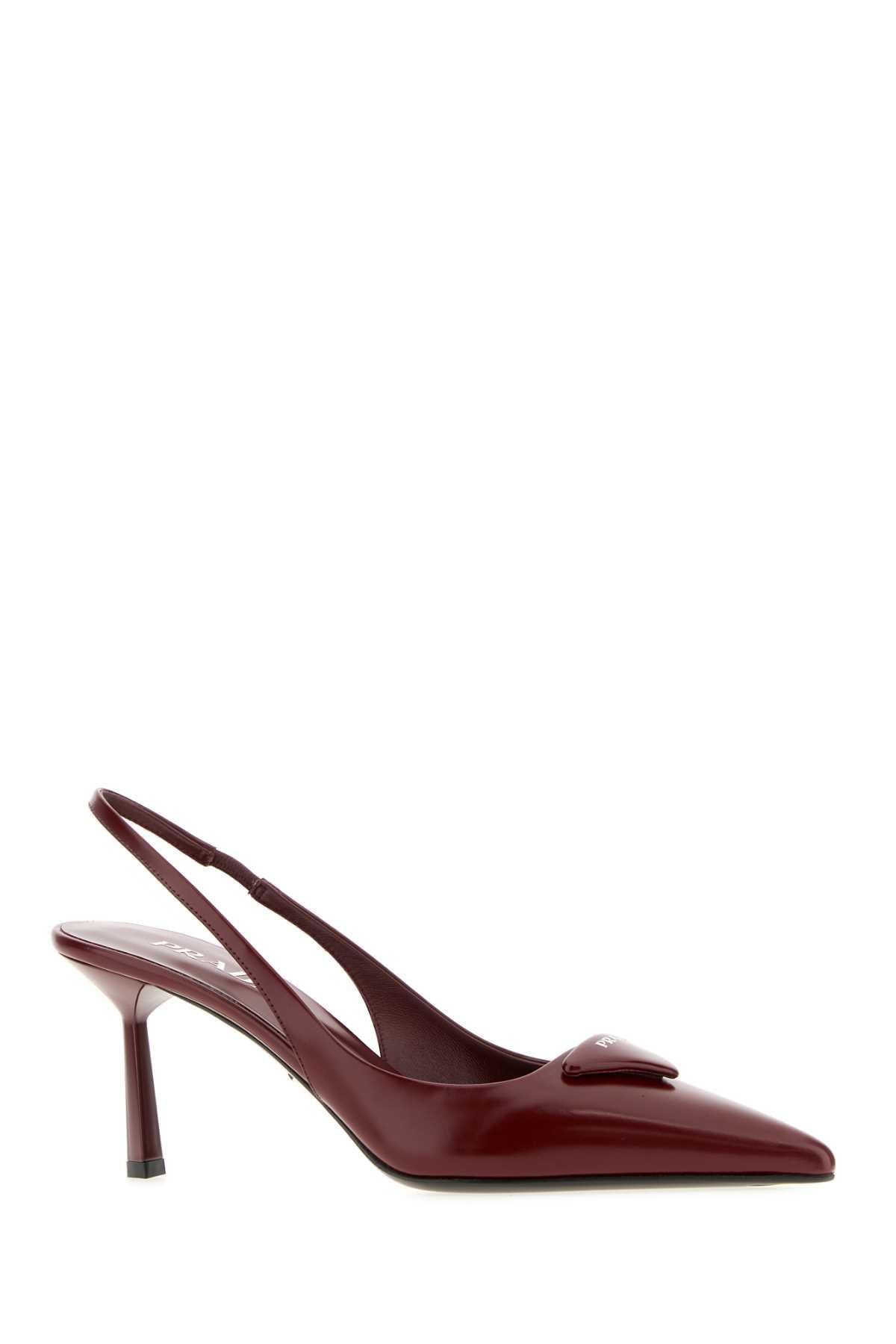 Prada Women Burgundy Leather Pumps PRADA