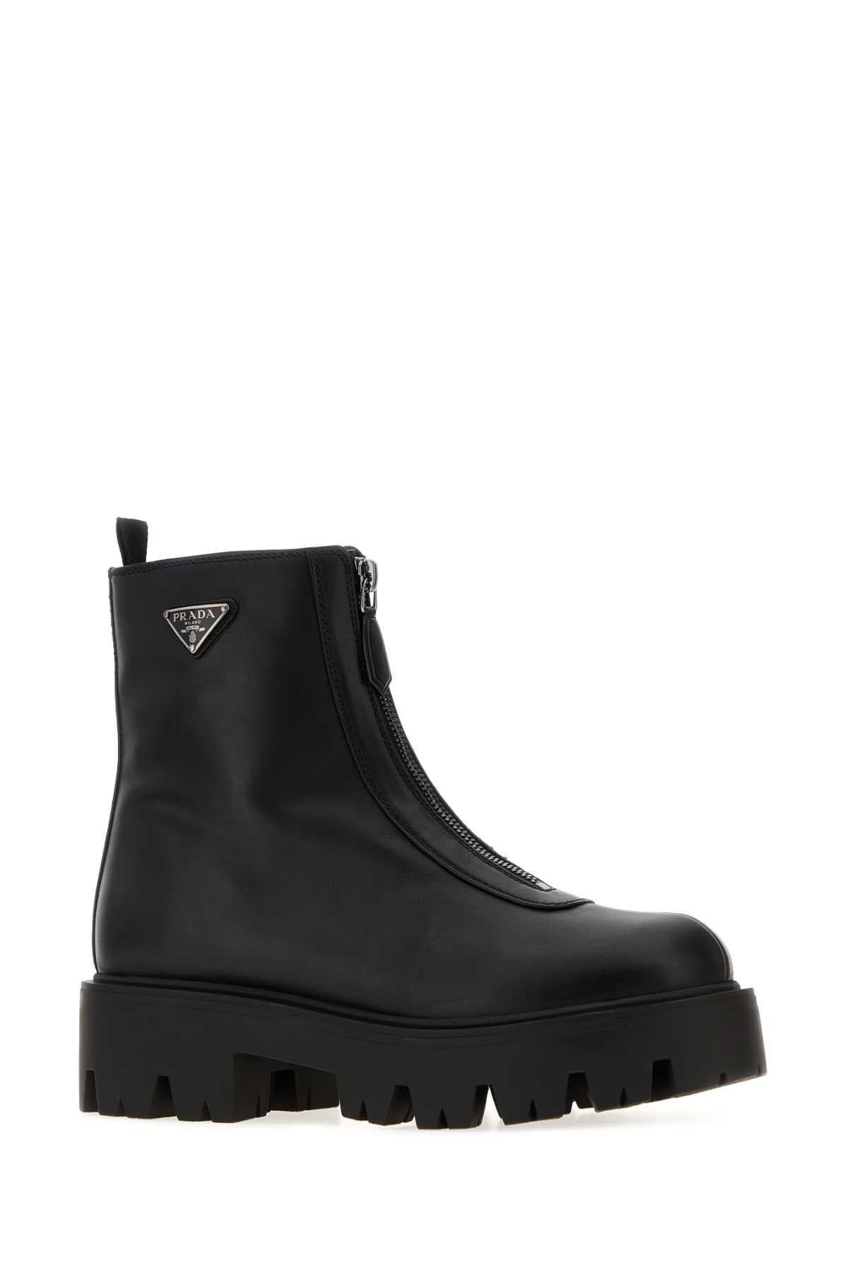 Prada Women Black Leather Ankle Boots PRADA