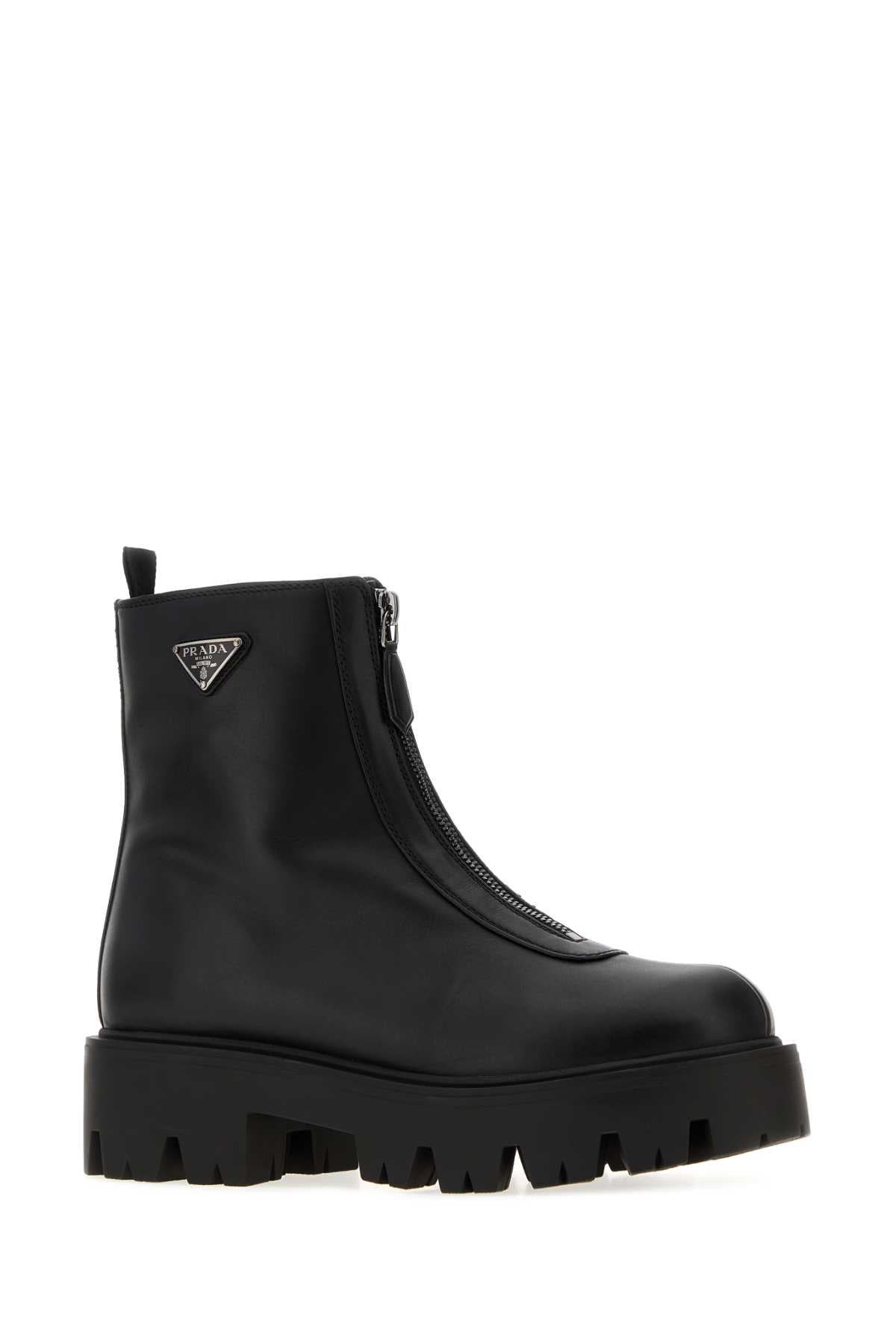 Prada Women Black Leather Ankle Boots PRADA