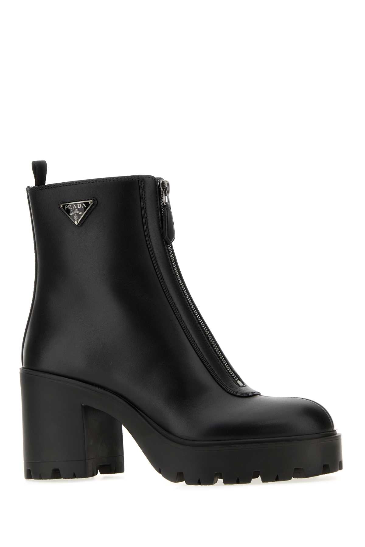 Prada Women Black Leather Ankle Boots PRADA