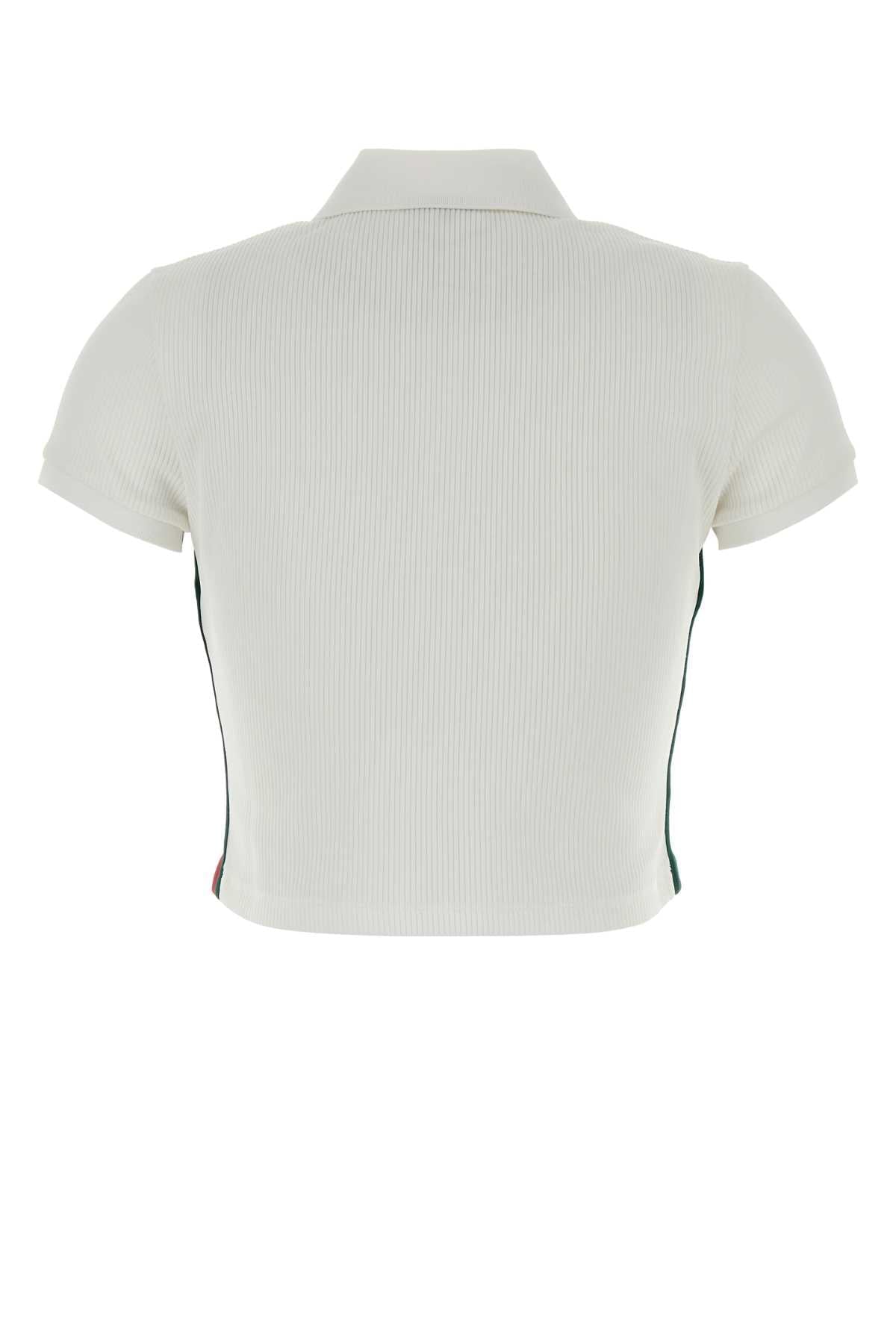 Gucci Women White Jersey Polo Shirt GUCCI
