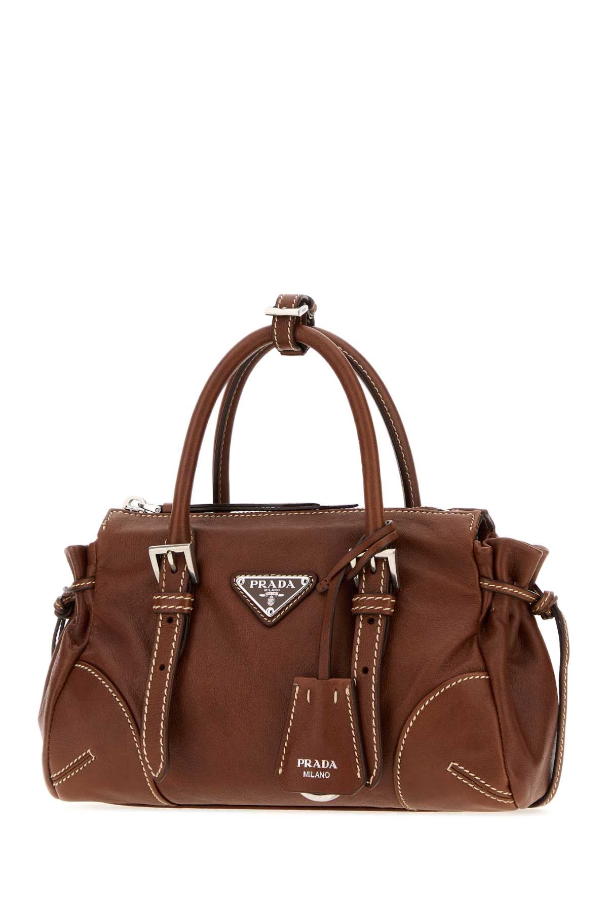 Prada Women Brown Leather Small Prada Karin Handbag PRADA