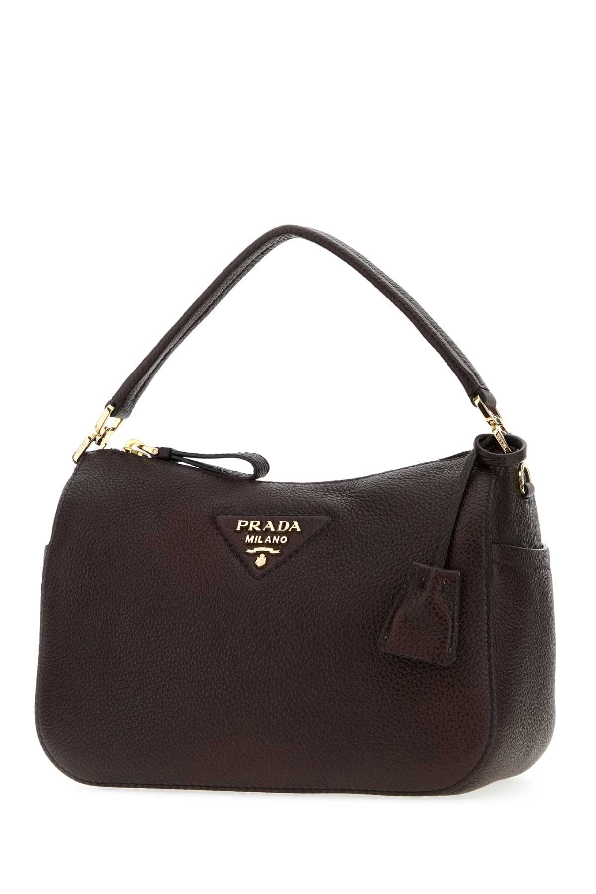 Prada Women Dark Brown Leather Small Handbag PRADA
