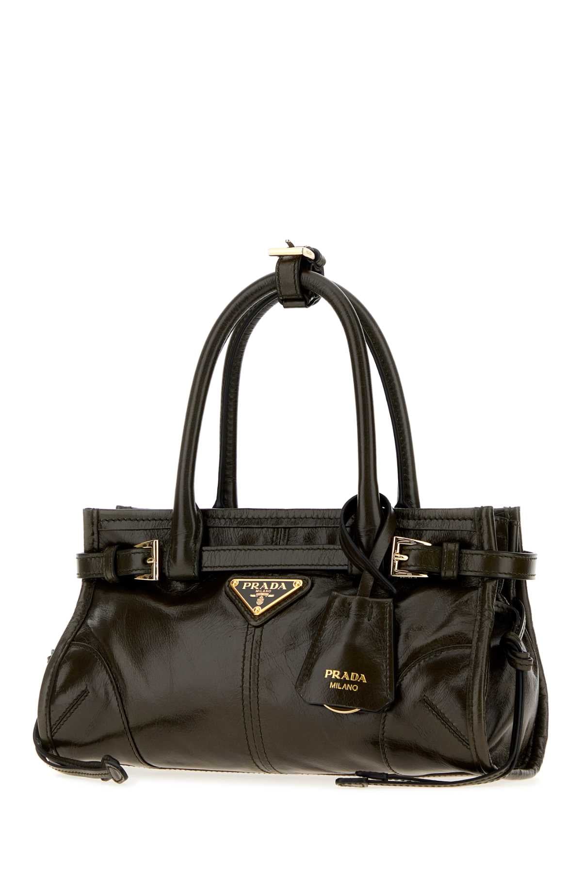 Prada Women Olive Green Leather Mini Prada Bonnie Handbag PRADA