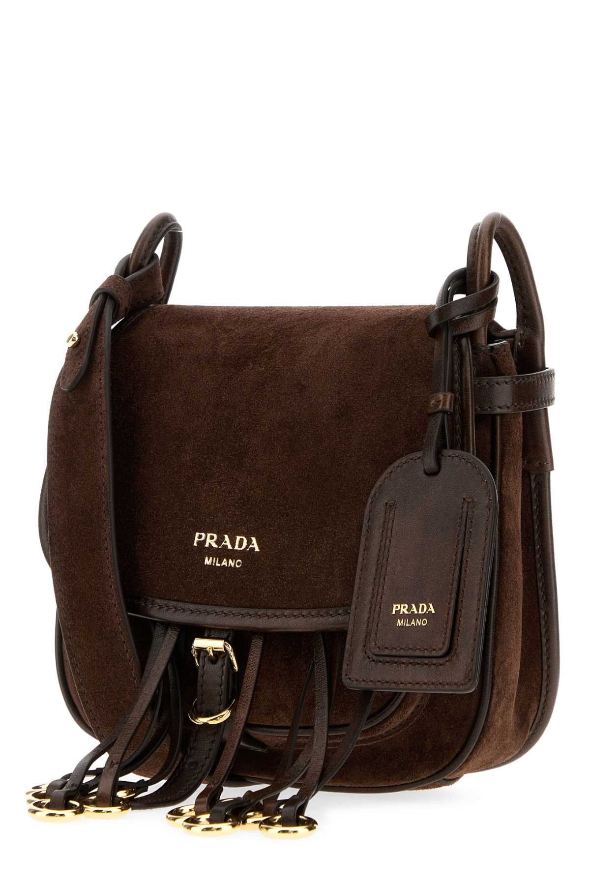 Prada Women Brown Suede Corsaire Crossbody Bag PRADA
