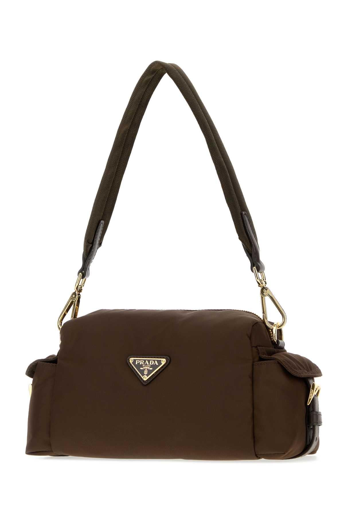 Prada Women Brown Canvas Shoulder Bag PRADA