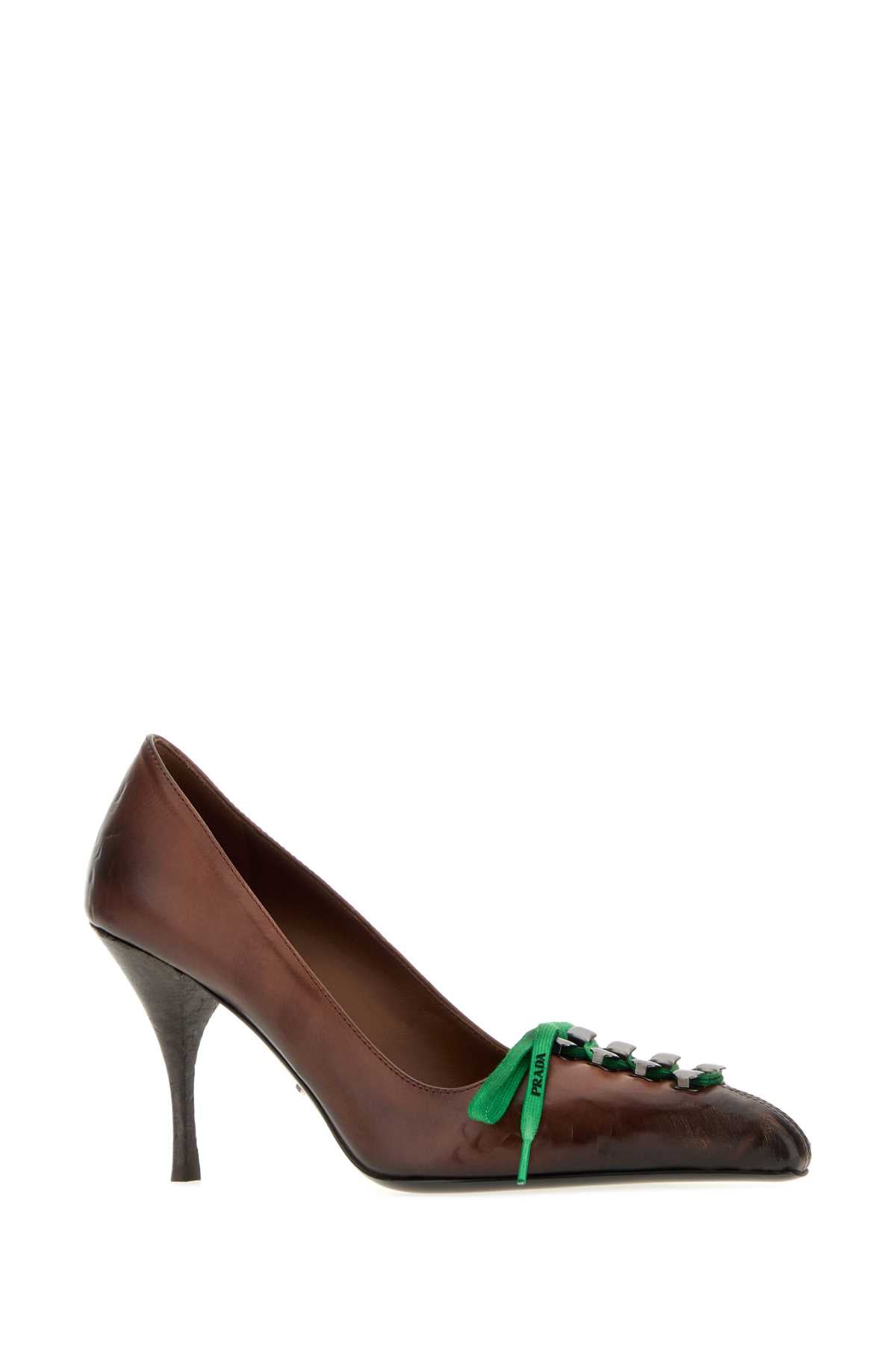 Prada Women Brown Leather Pumps PRADA