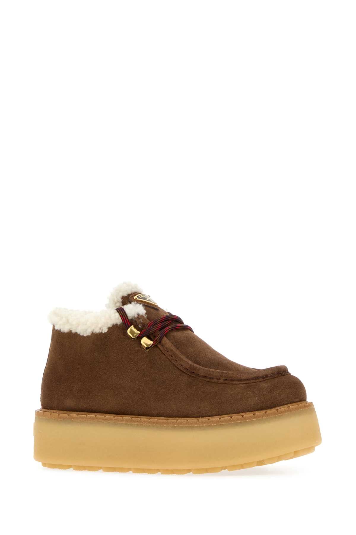 Prada Women Brown Suede Loafers PRADA