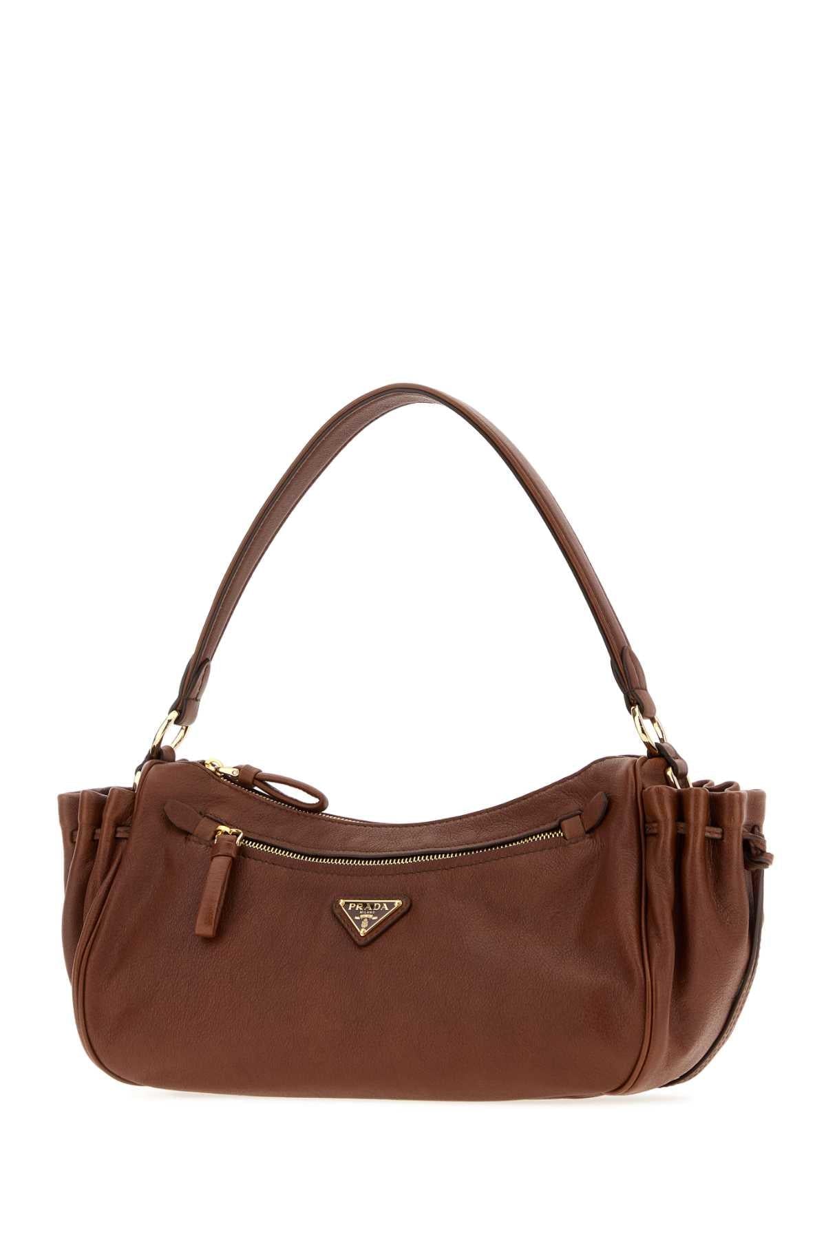 Prada Women Caramel Leather Small Shoulder Bag PRADA