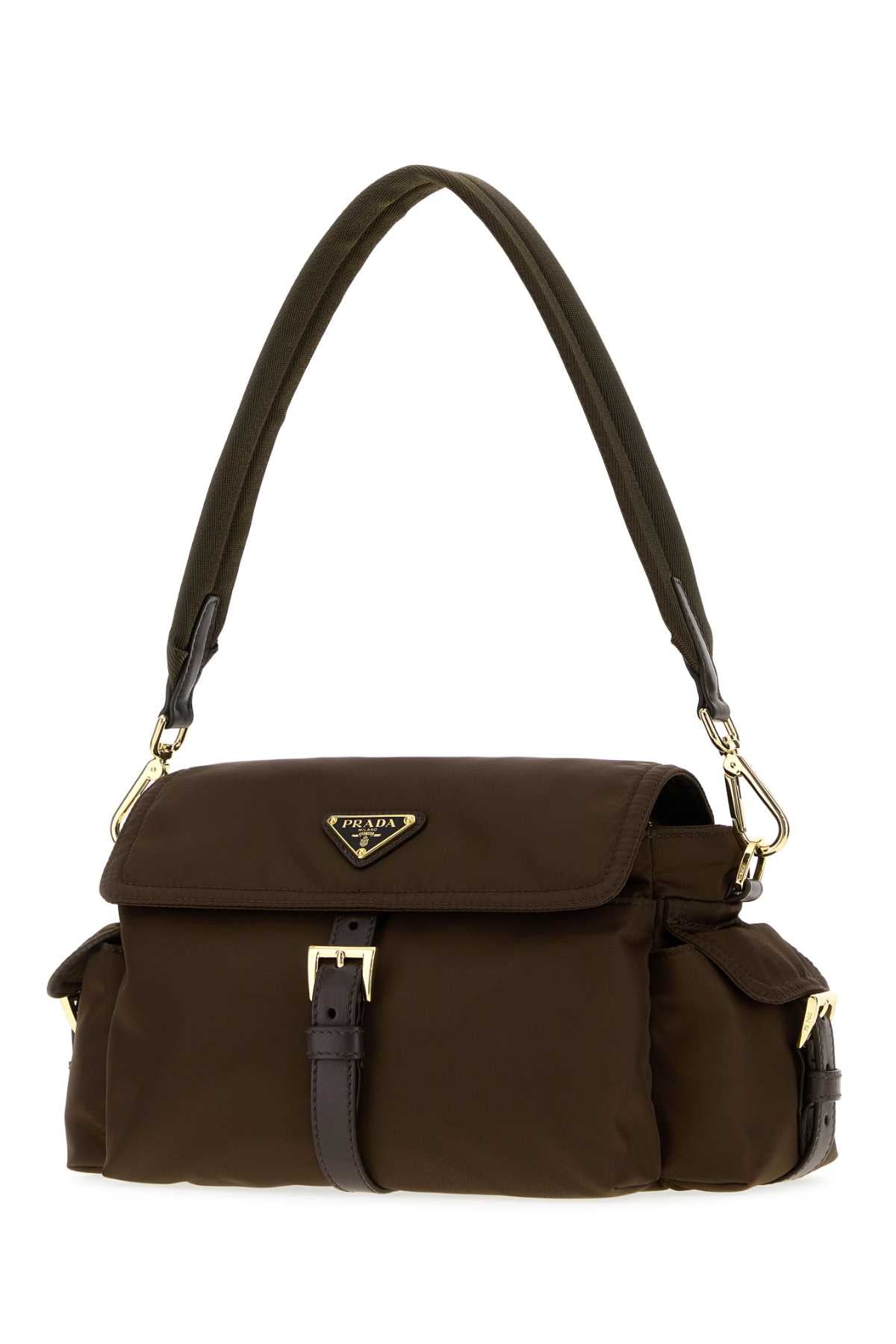 Prada Women Brown Re-Nylon Shoulder Bag PRADA