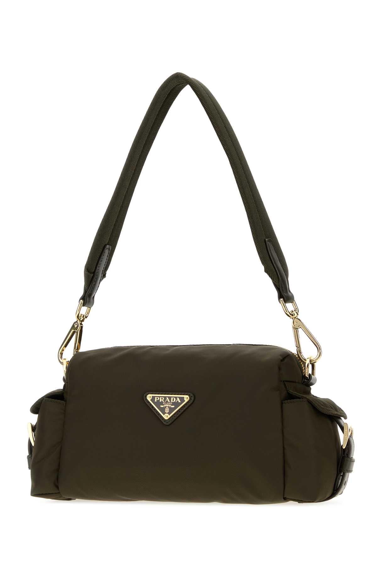Prada Women Olive Green Canvas Shoulder Bag PRADA