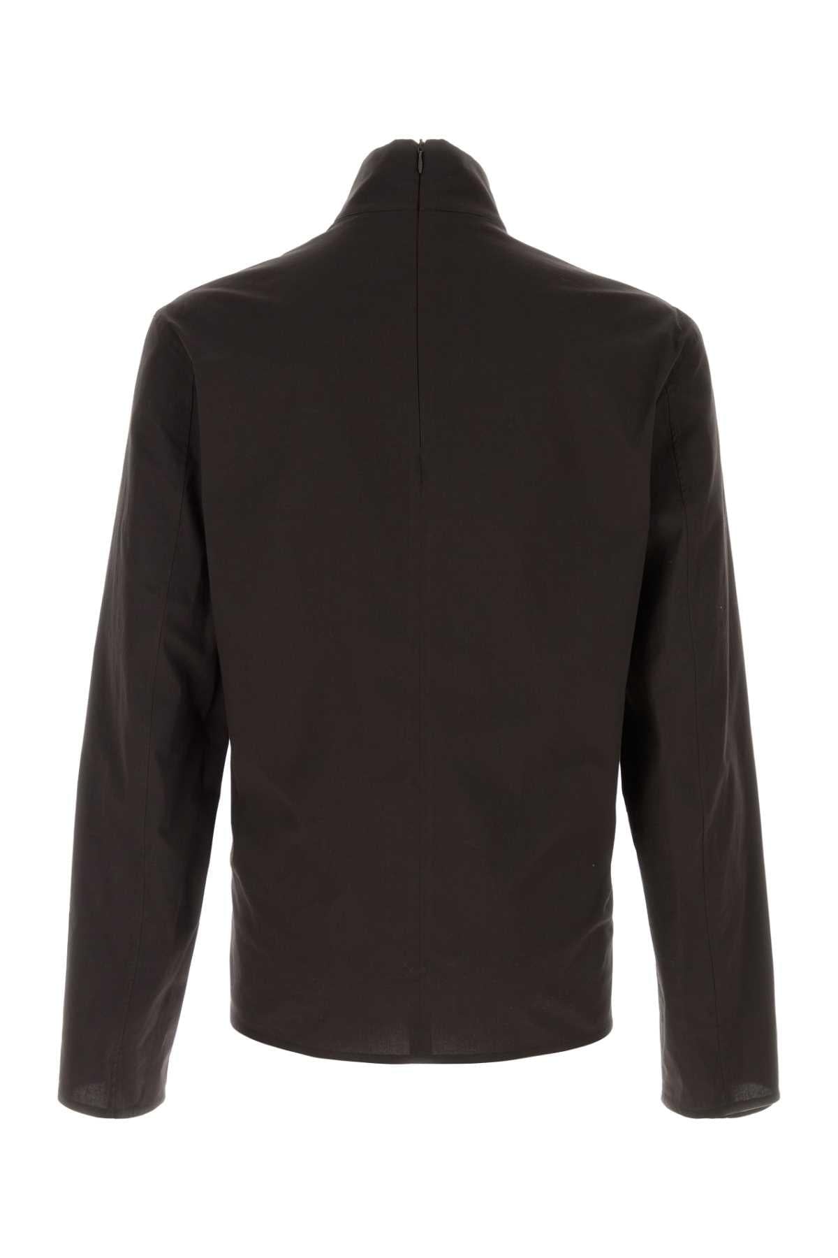 Gucci Men Dark Brown Stretch Poplin Shirt GUCCI