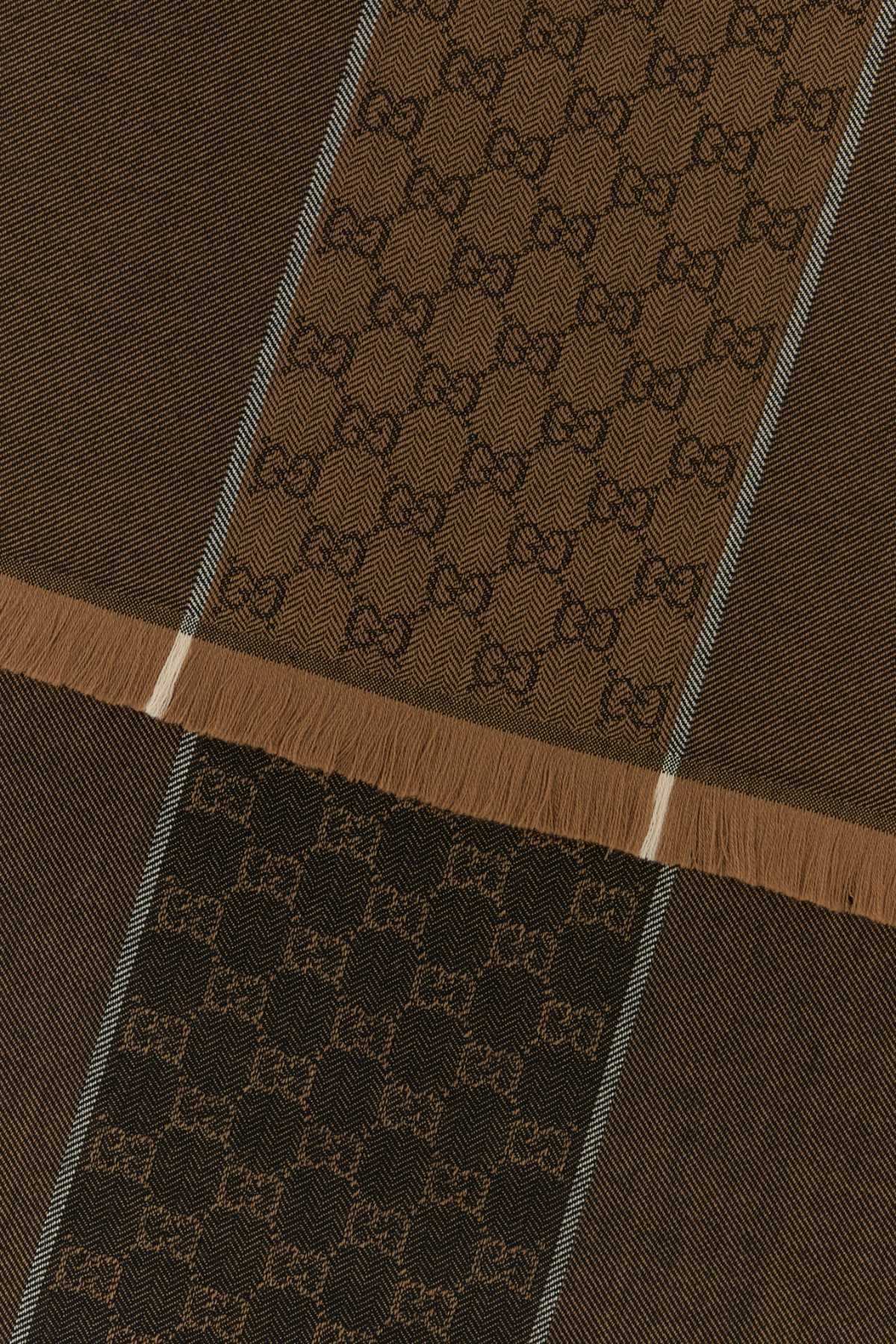 Gucci Men Camel Wool Scarf GUCCI