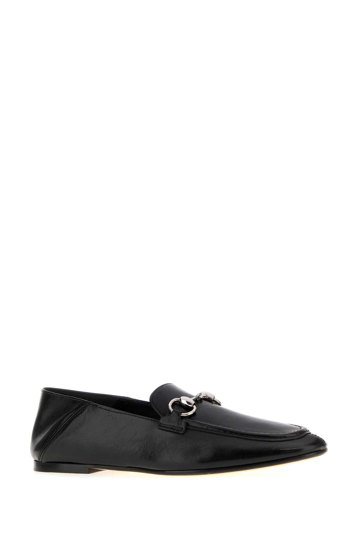 Gucci Women Black Leather Jordaan Soft Loafers GUCCI