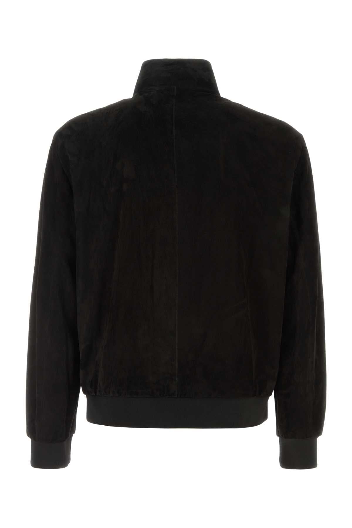 Gucci Men Black Suede Bomber Jacket GUCCI