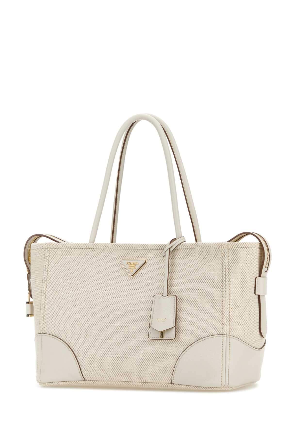 Prada Women White Canvas Large Shopping Bag PRADA